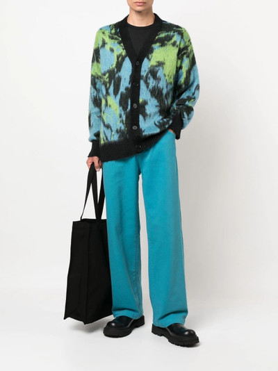 MSGM abstract print V-neck cardigan outlook