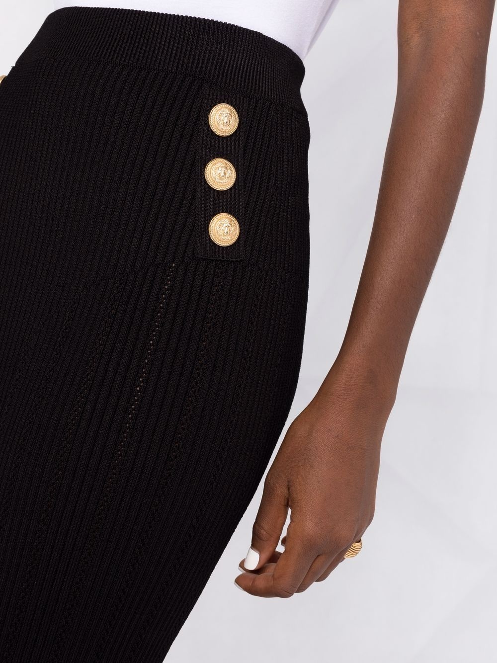 buttoned knitted midi skirt - 3