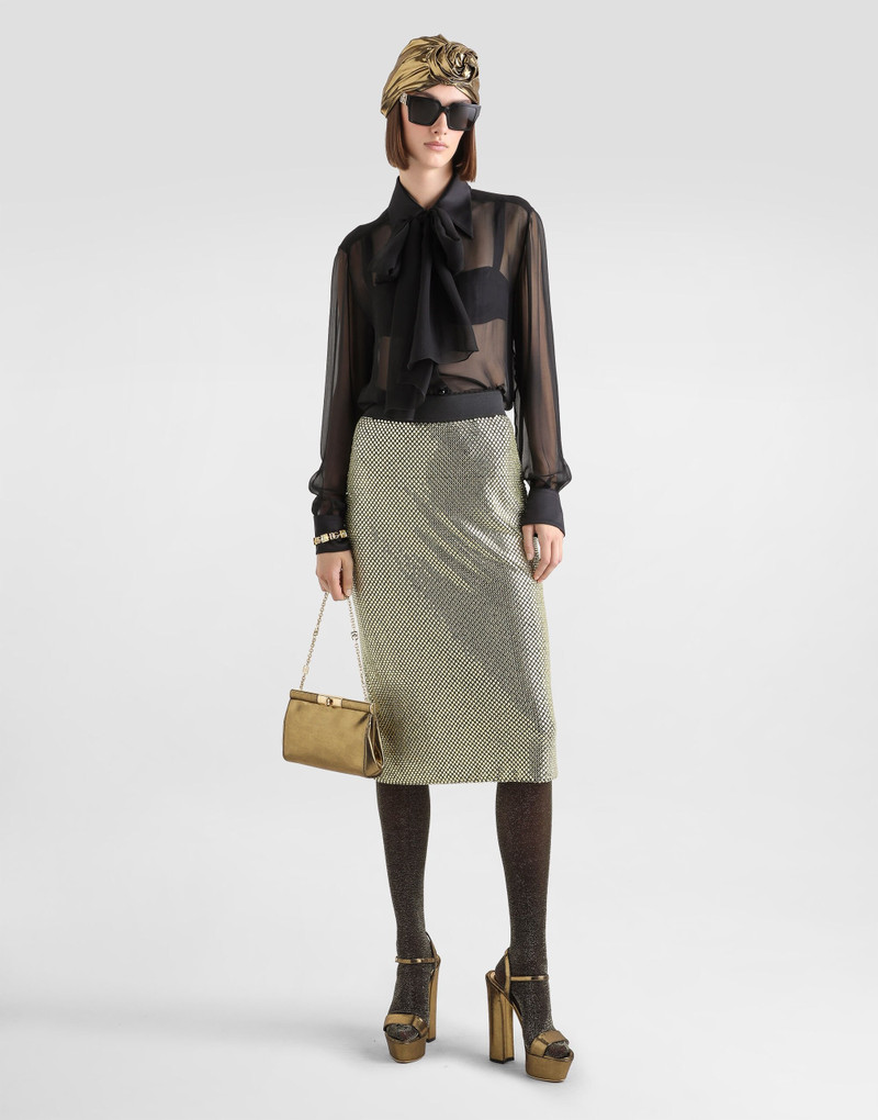 Dolce & Gabbana Midi pencil skirt in crystal mesh outlook