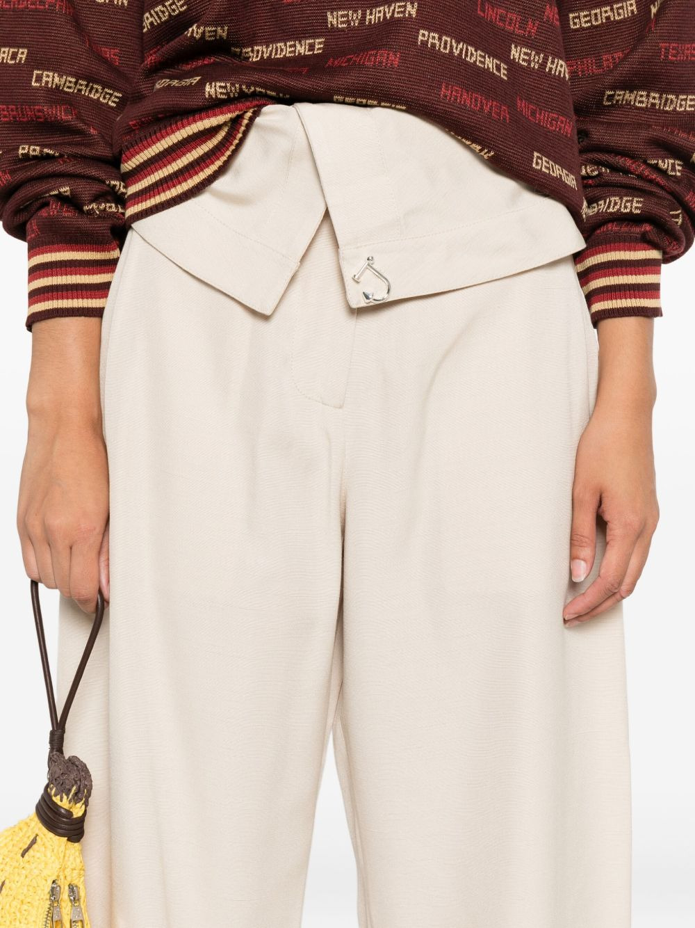fold-over wide-leg trousers - 5
