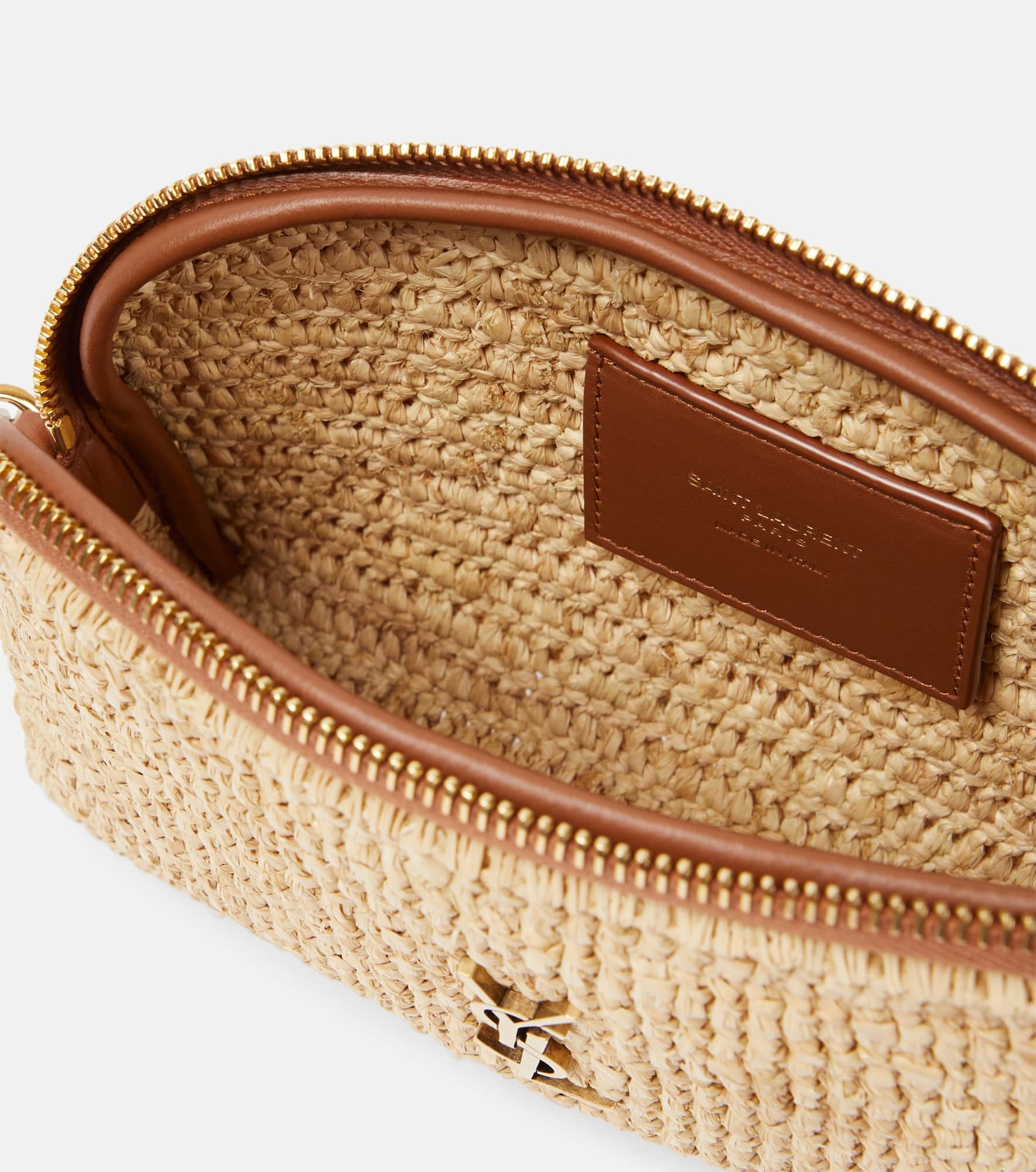 Gaby leather-trimmed raffia shoulder bag - 3