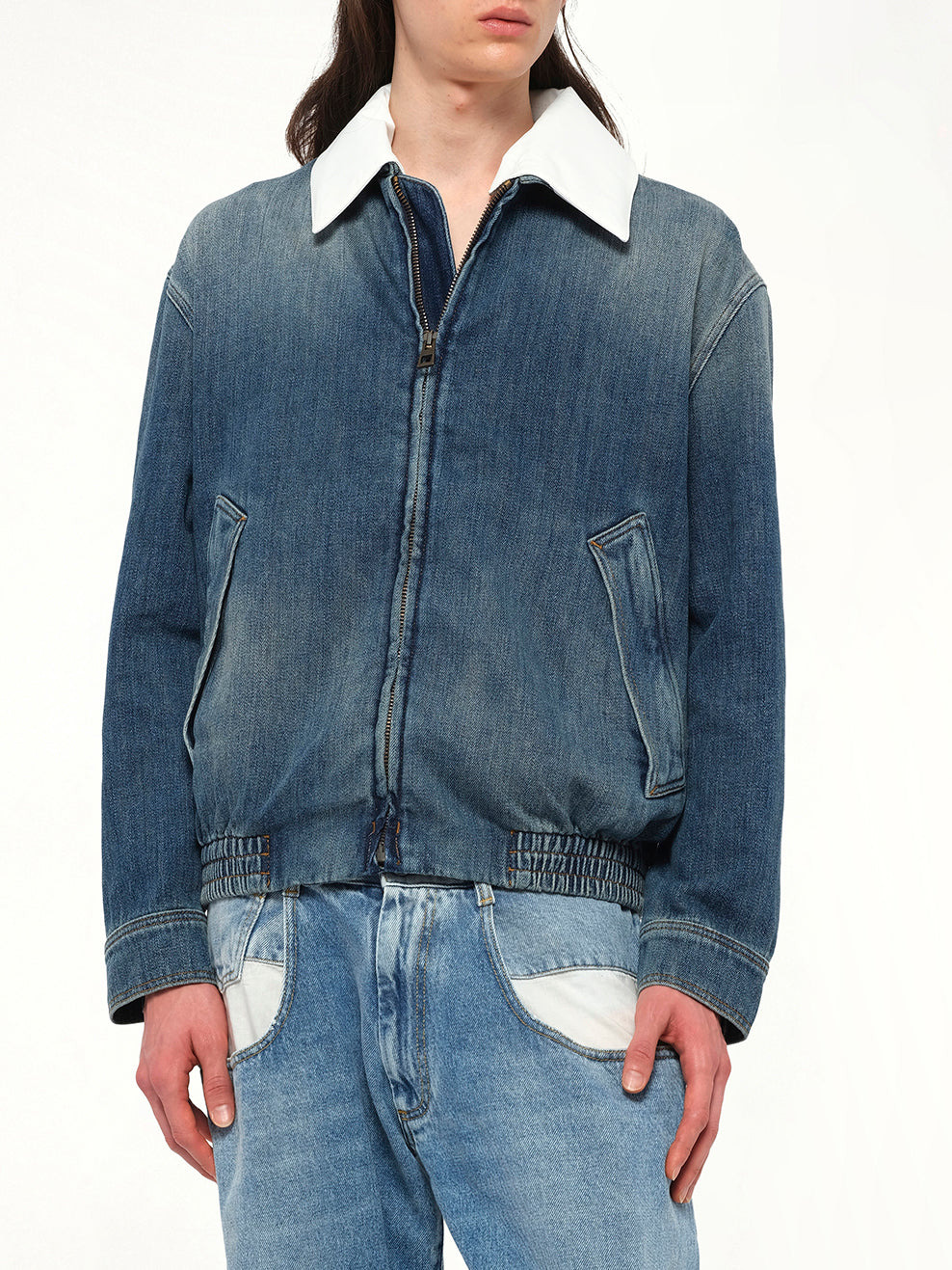 Zip-Up Denim Jacket in Blue - 6