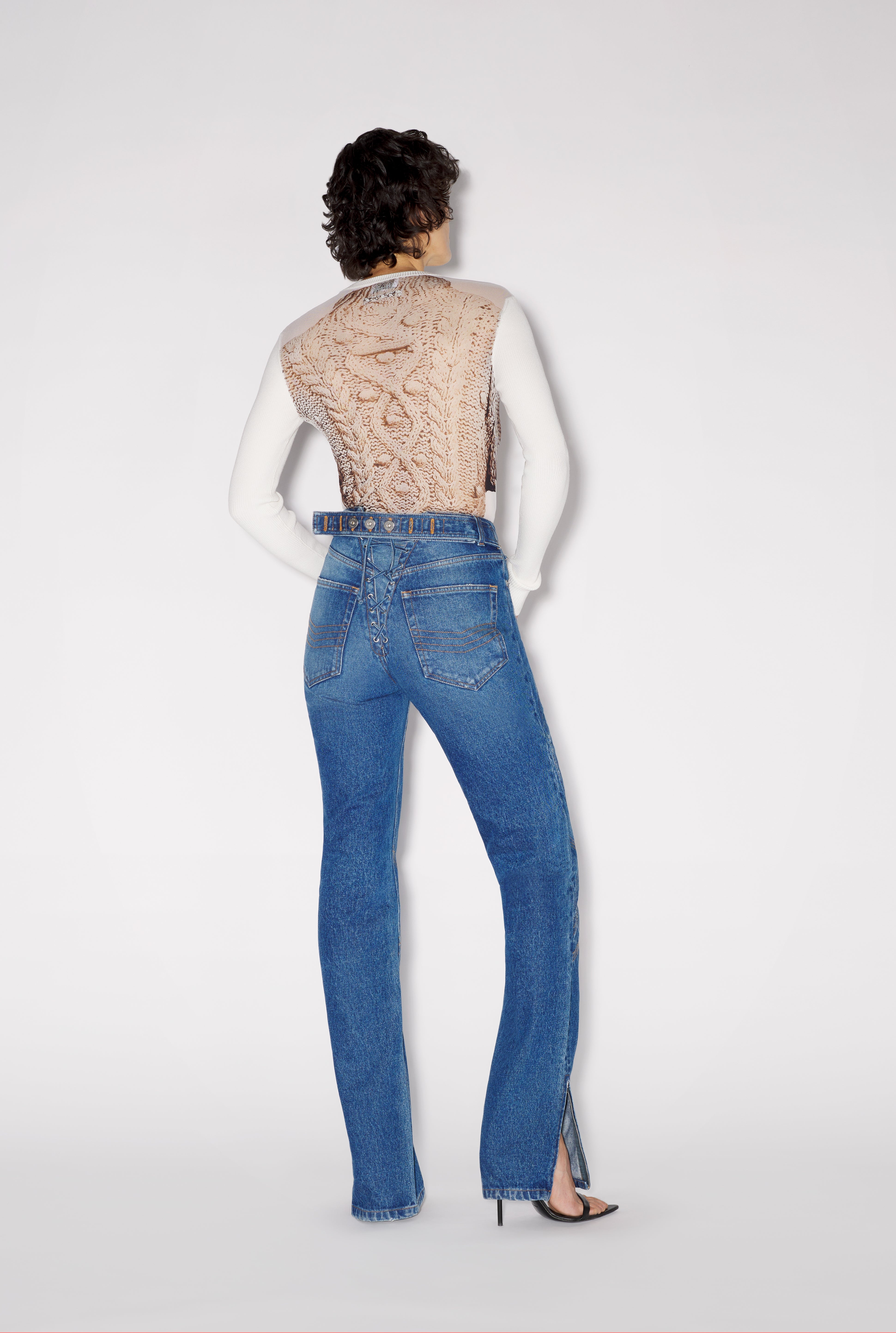 Jean Paul Gaultier THE BLUE LACE-UP DENIM JEANS | REVERSIBLE