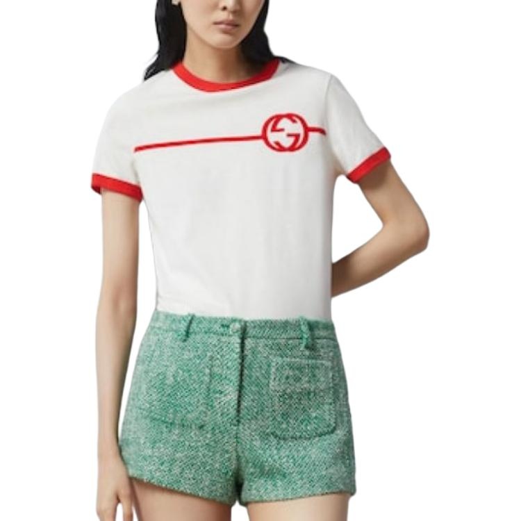 (WMNS) Gucci Cotton Jersey Printed T-Shirt 'Off White' 723566-XJF74-9095 - 2