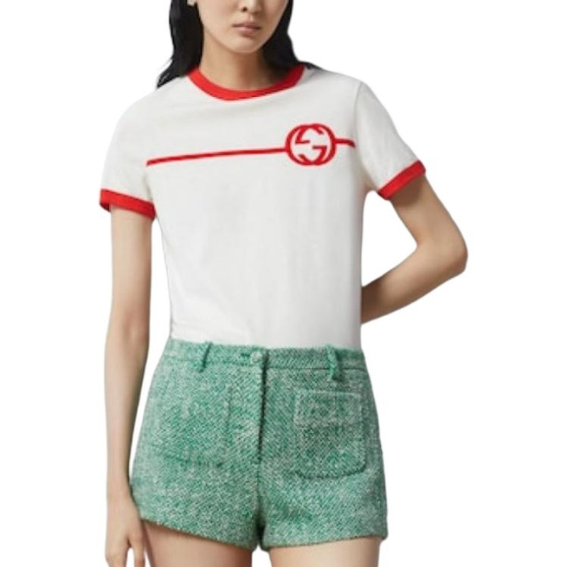 GUCCI (WMNS) Gucci Cotton Jersey Printed T-Shirt 'Off White' 723566-XJF74-9095 outlook
