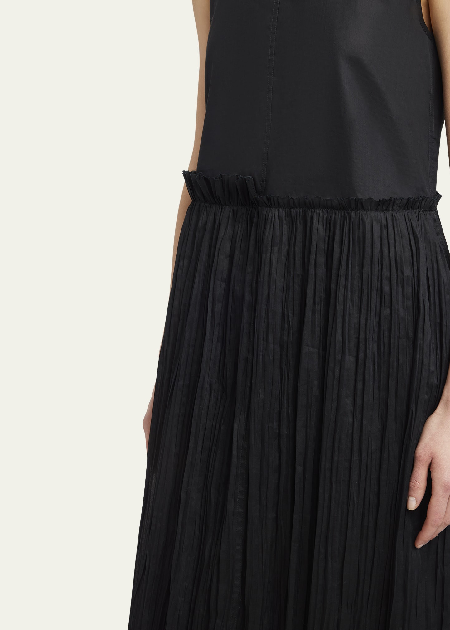 Ruffle Waist Dress With Pleated Skirt - 5