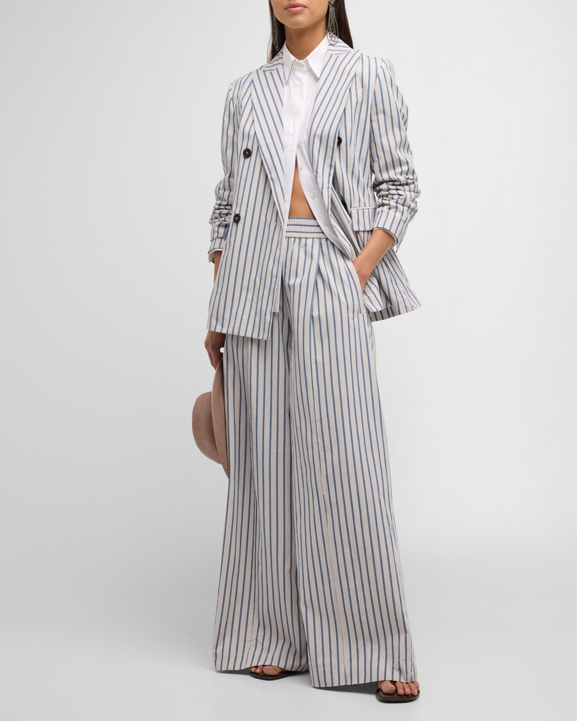 パンツ Brunello Cucinelli Striped Linen And Cotton Trousers Brunello Cucinelli - Striped linen and wool slim pants