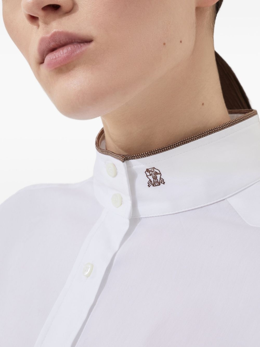 high-collar button-up shirt - 6