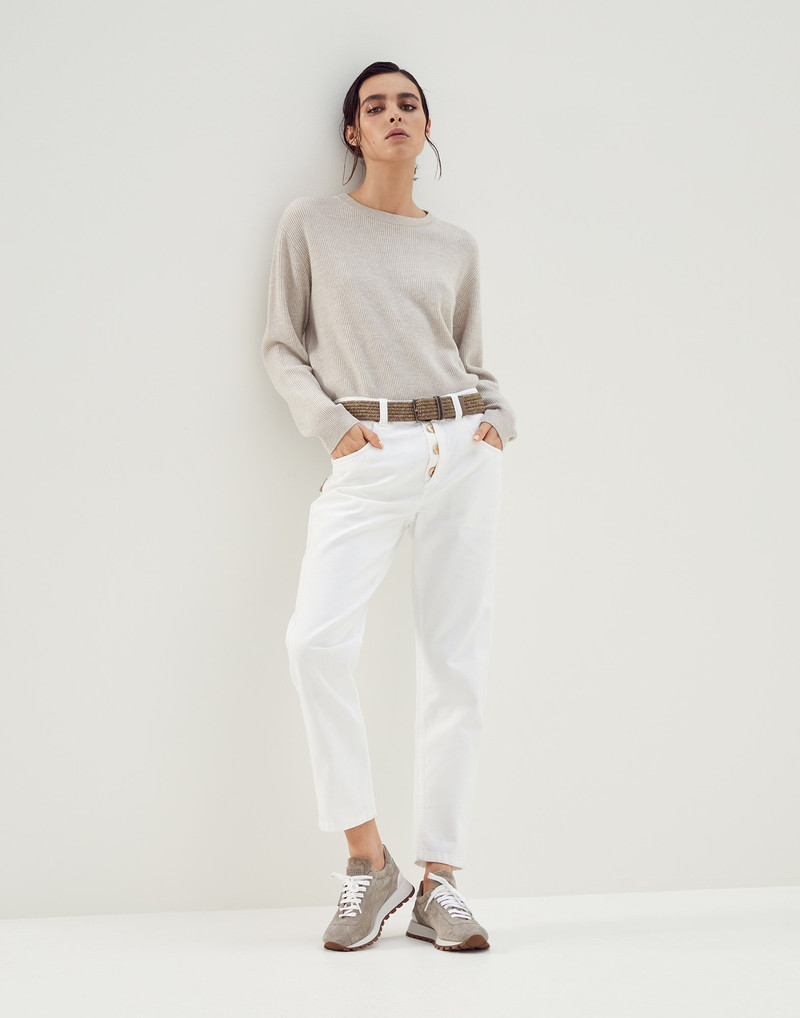 Brunello Cucinelli Dyed denim boyfriend trousers with shiny tab outlook