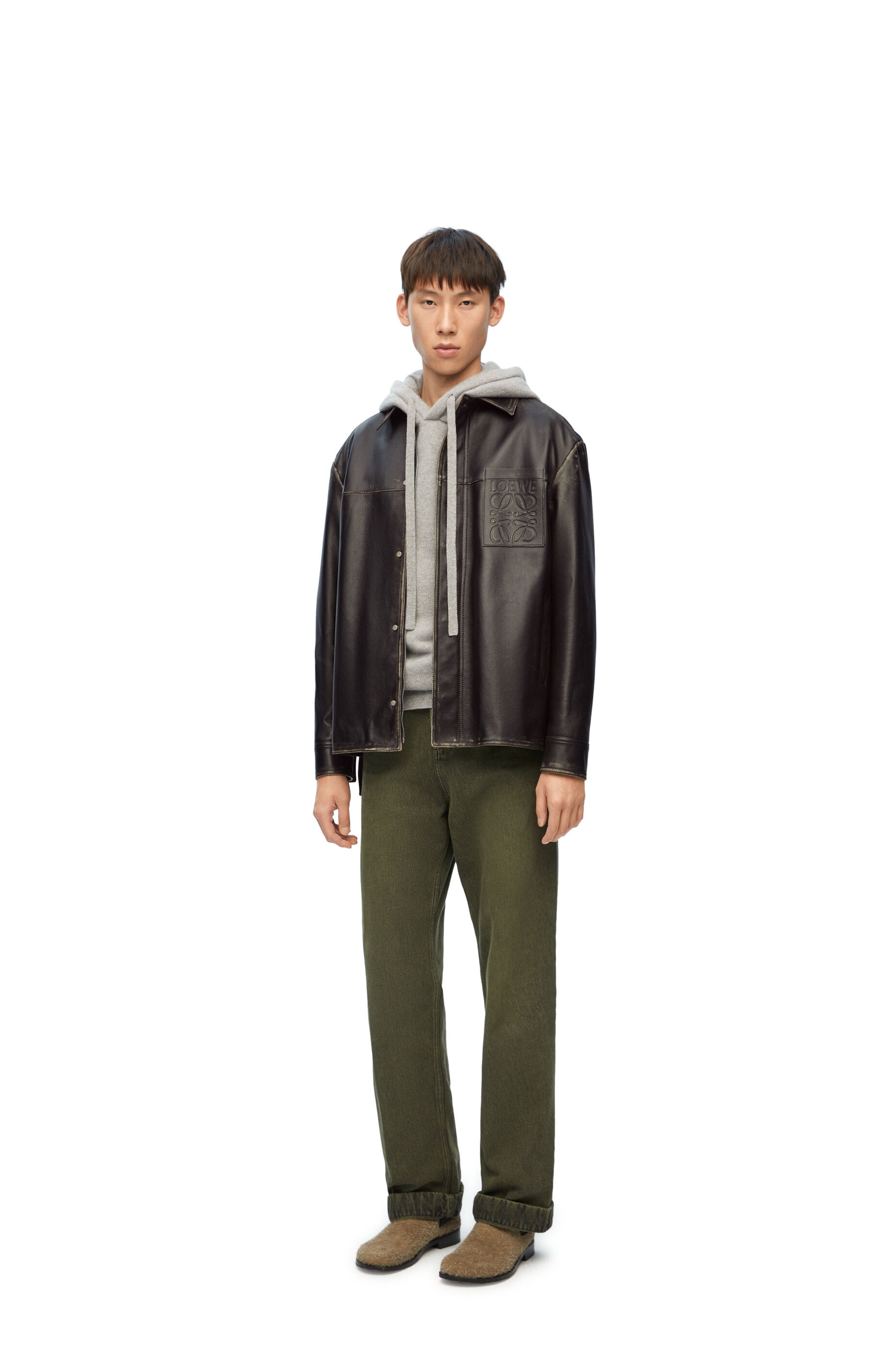 Zip-up overshirt in nappa calfskin - 2