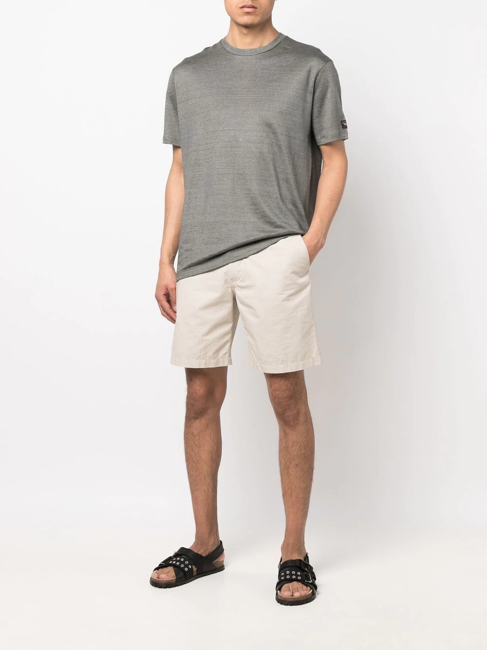 crew neck short-sleeved linen T-shirt - 2