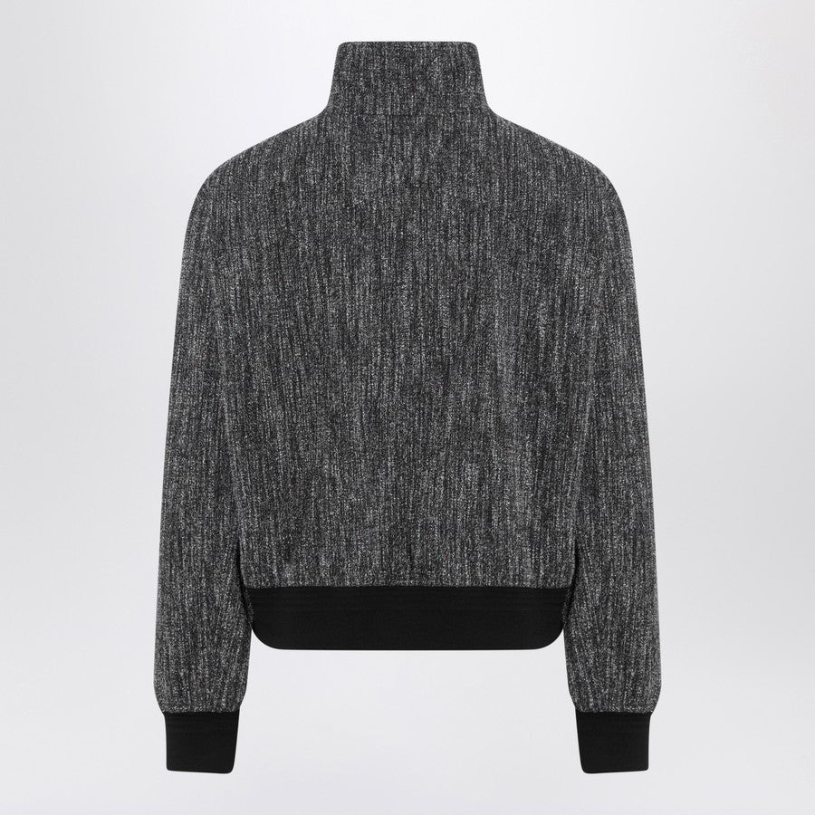 Bottega Veneta Men Grey Textured Wool Blend Bomber Jacket - 2