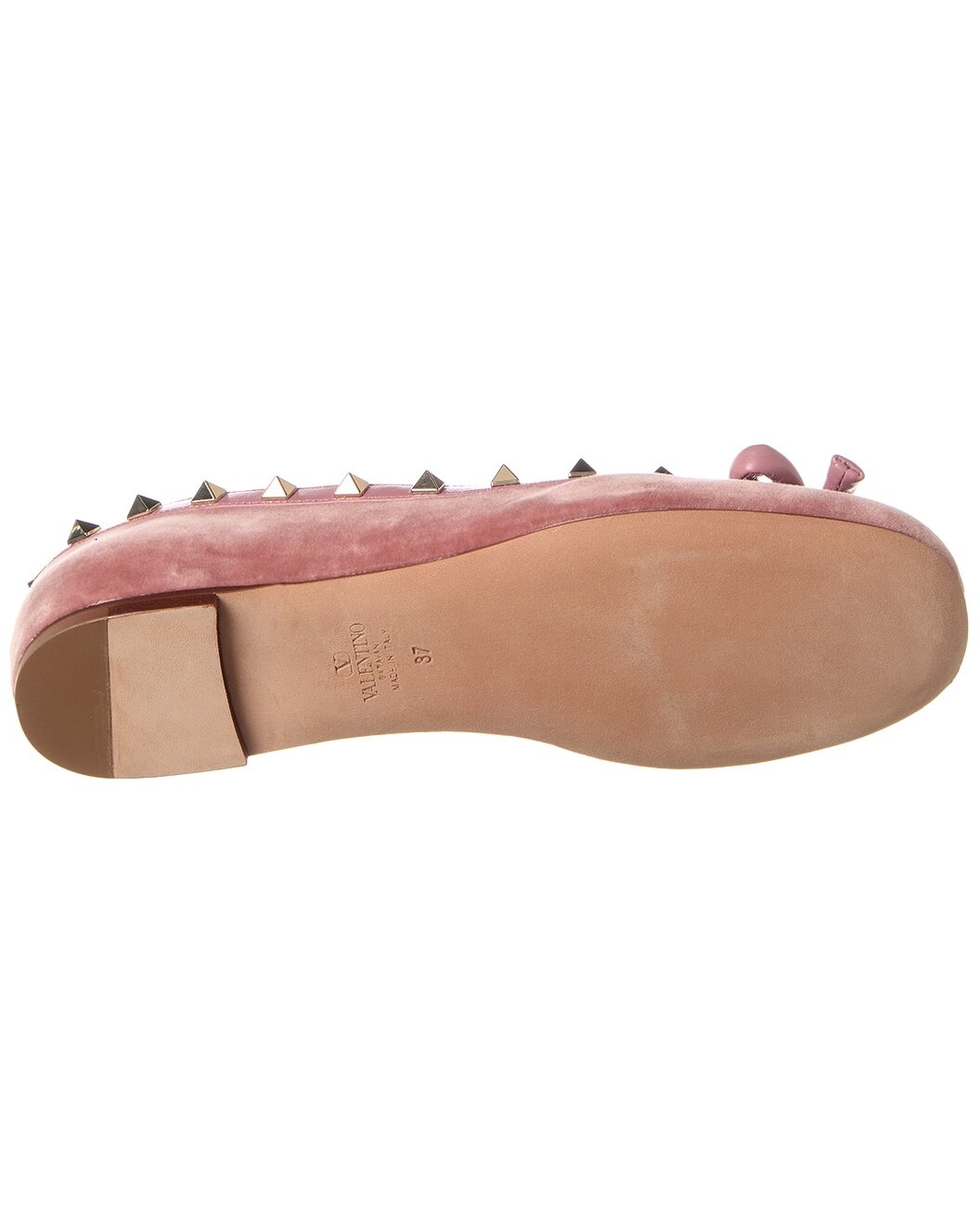 Valentino Rockstud Velvet & Leather Flat - 4