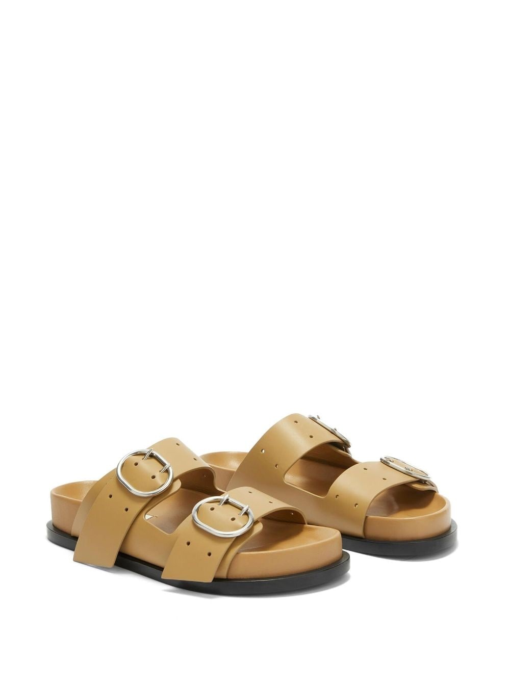 buckle leather flat sandals - 2