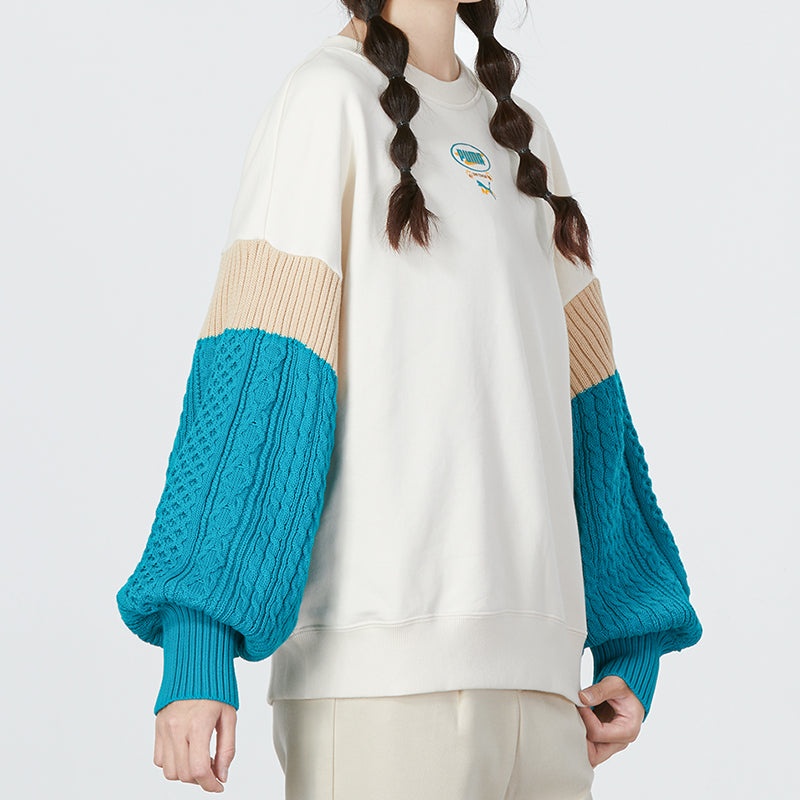 (WMNS) PUMA Colorblock Sweatshirt 'White' 537968-65 - 5