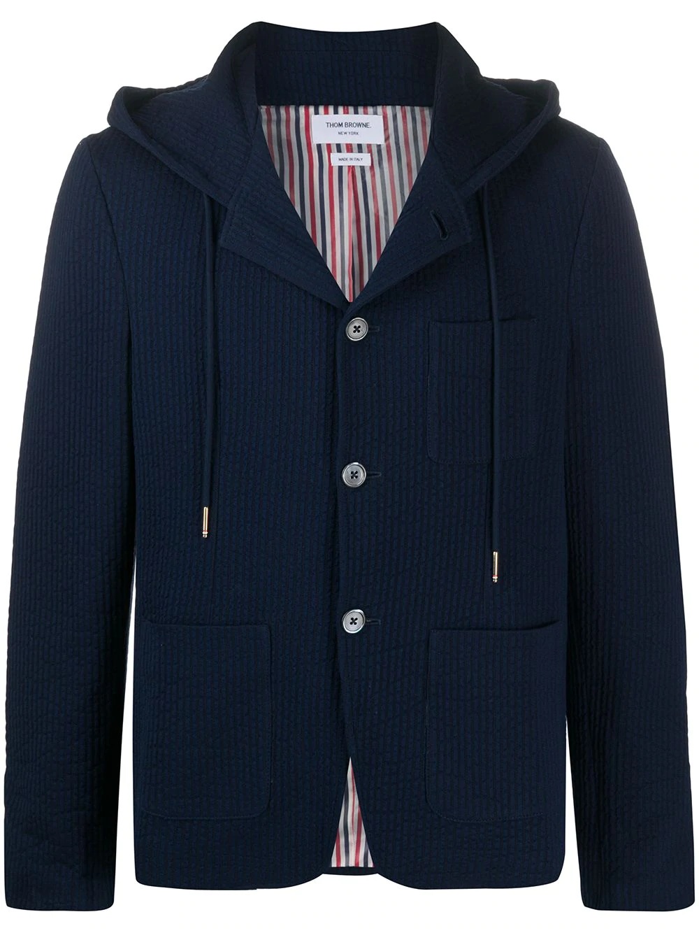 hooded seersucker blazer - 1