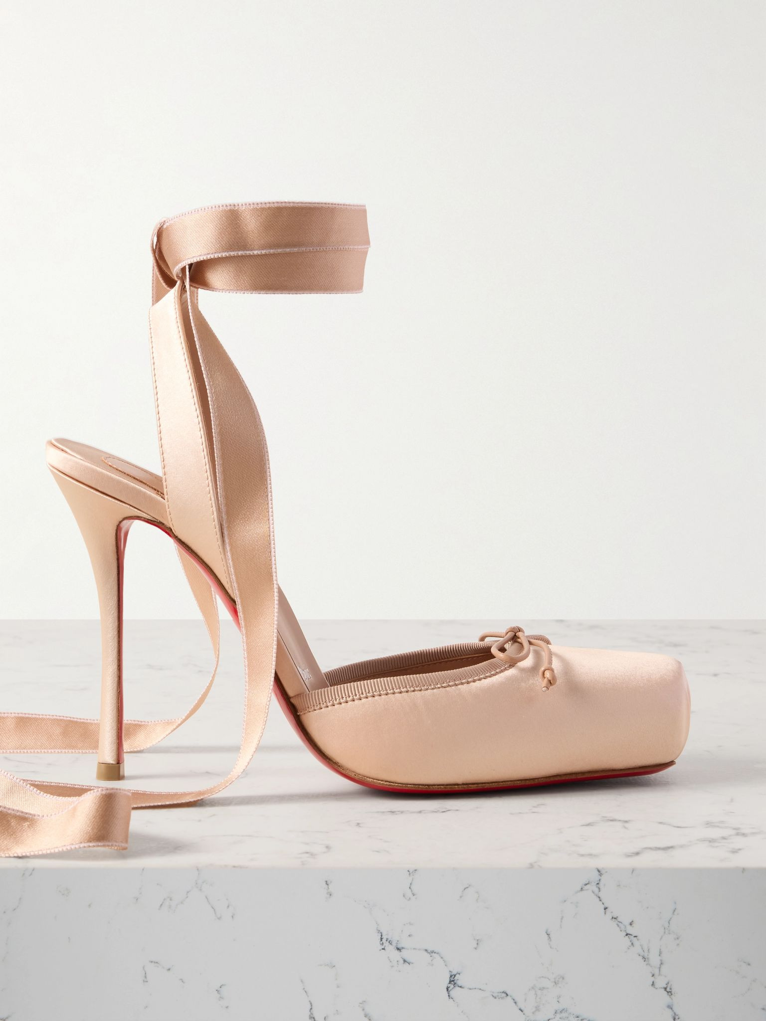 Cassia 100 bow-detailed satin-crepe pumps Blush - 1