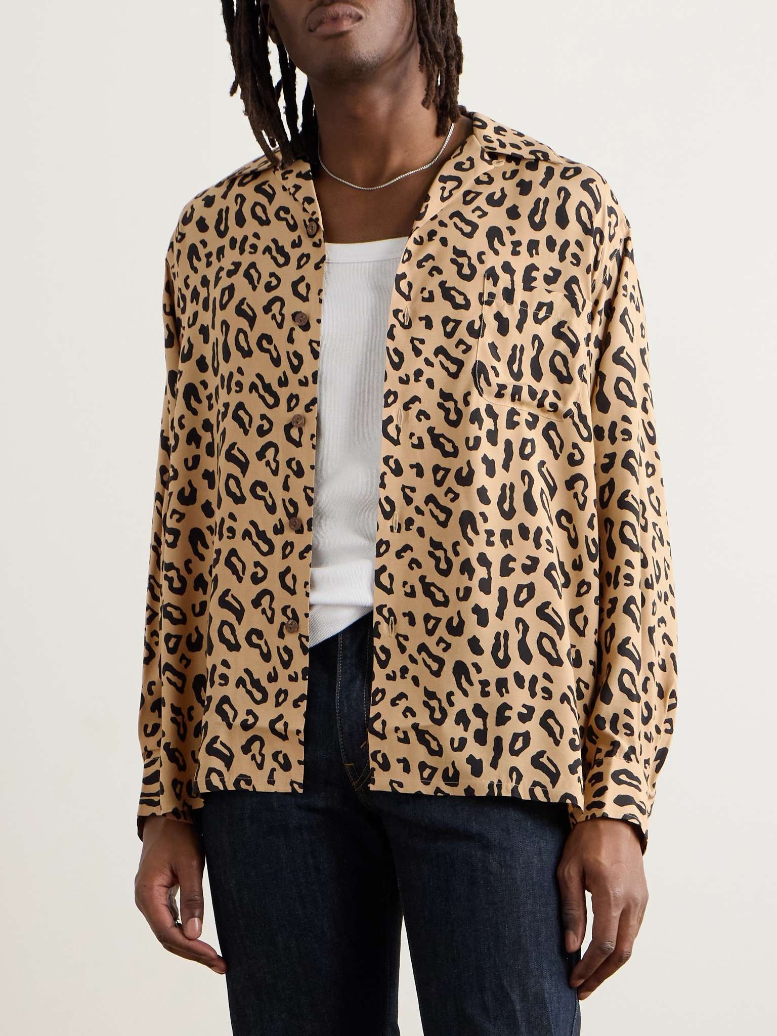 Convertible-Collar Leopard-Print Woven Shirt - 3