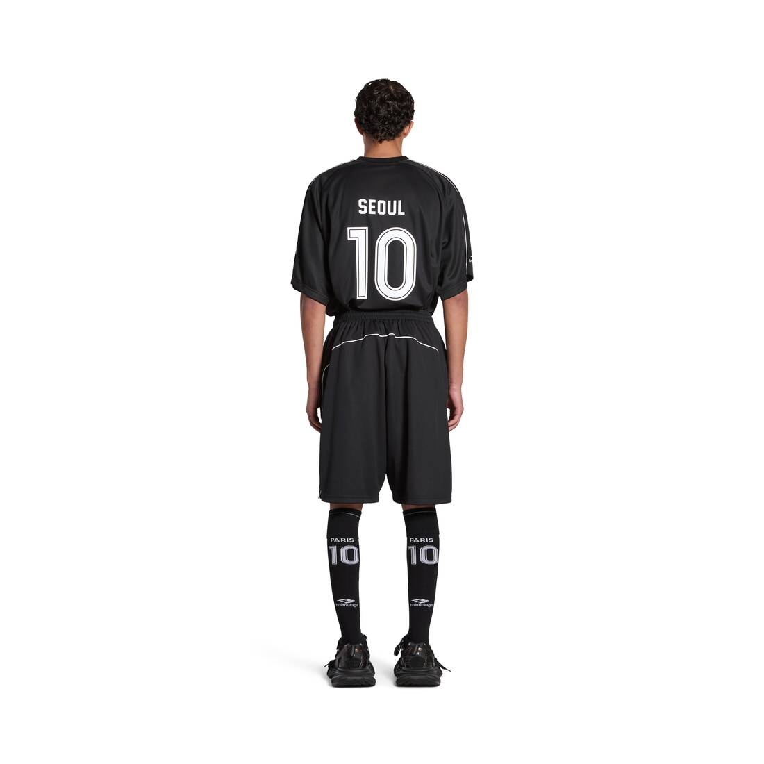 Men's Soccer Baggy Shorts in Black/white - 4