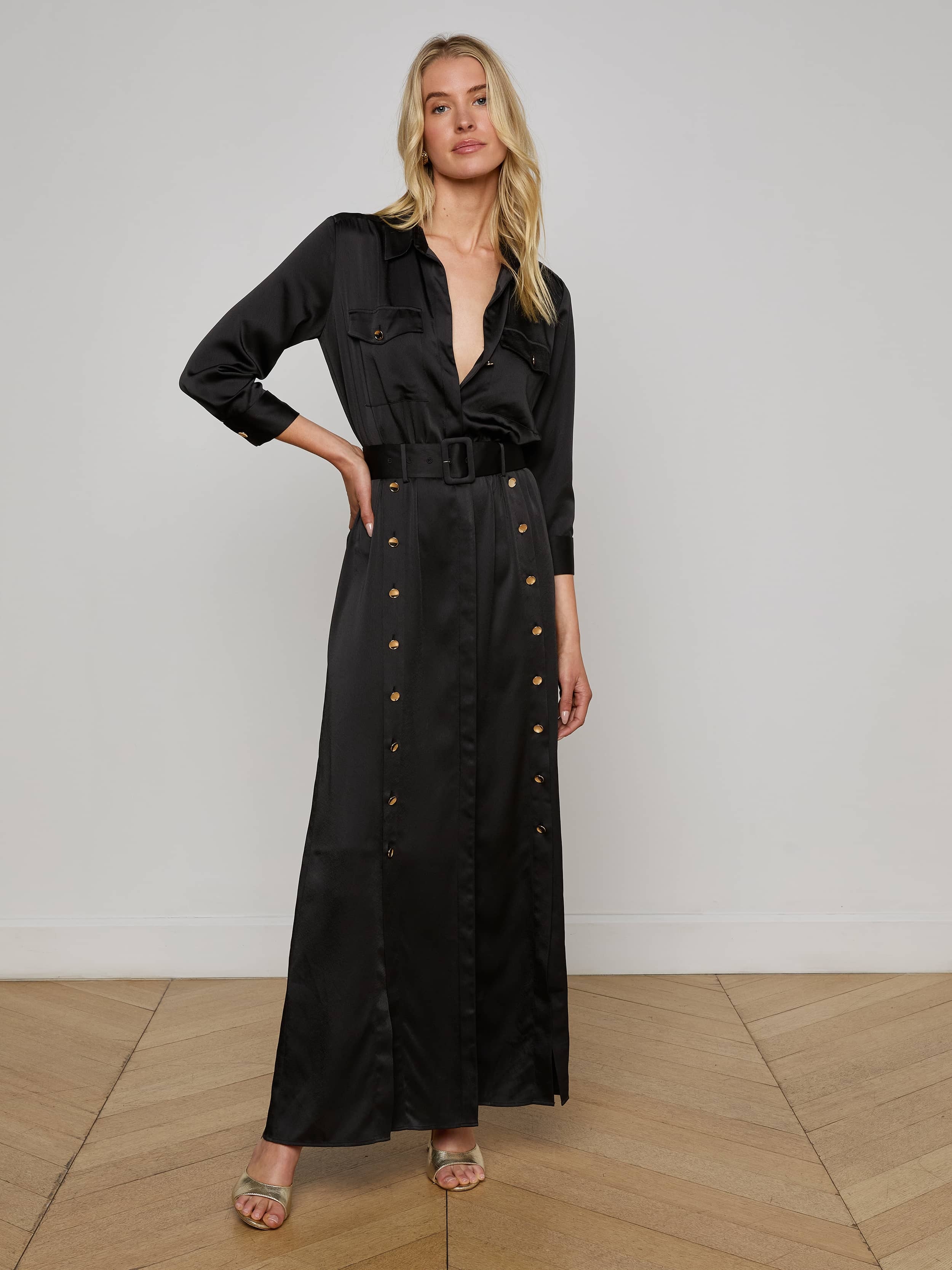 Uriah Satin Maxi Shirt Dress - 4
