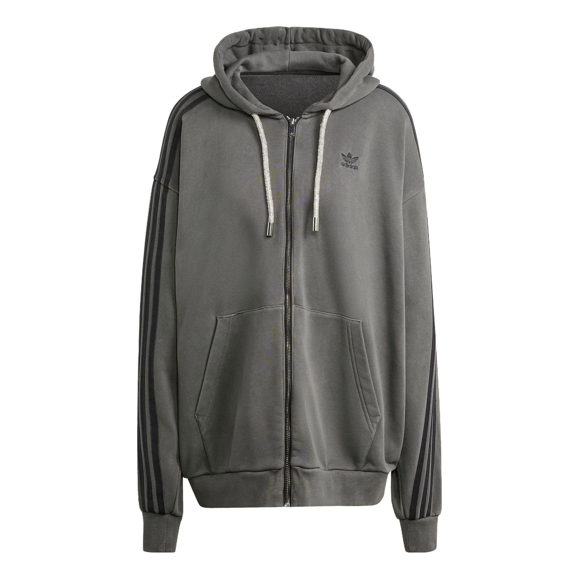 (WMNS) adidas Adilenium Oversized Full-Zip Hoodie 'Grey' IV9334 - 1