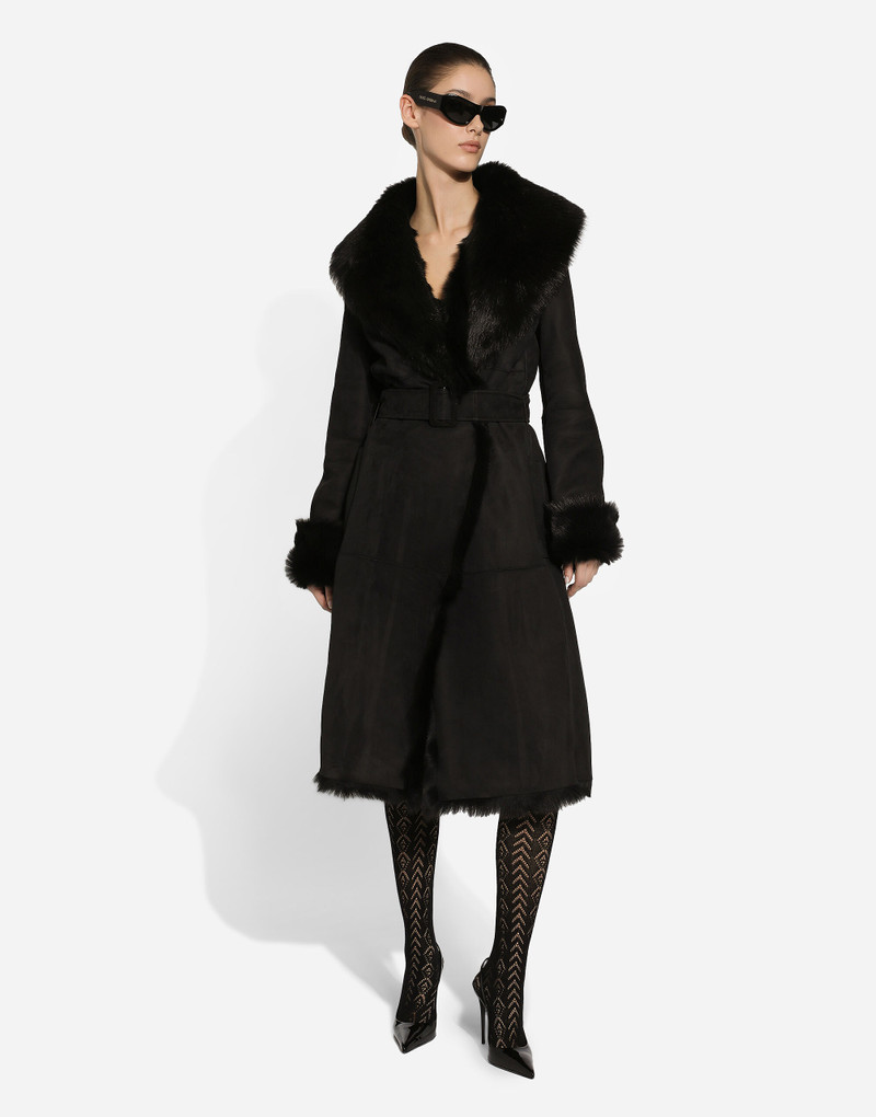 Shearling coat with belt 5