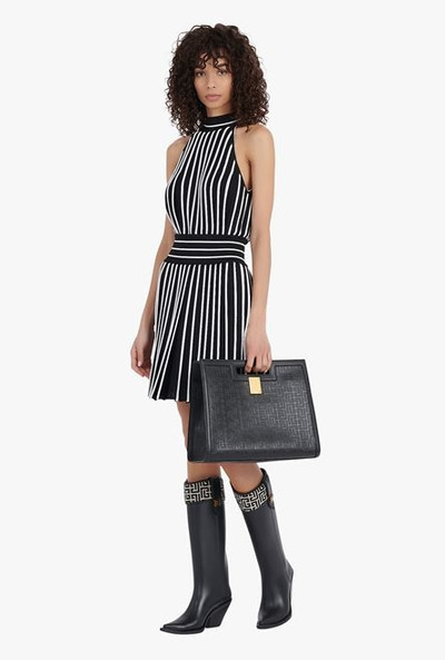 Balmain Short black and white striped jersey dress outlook