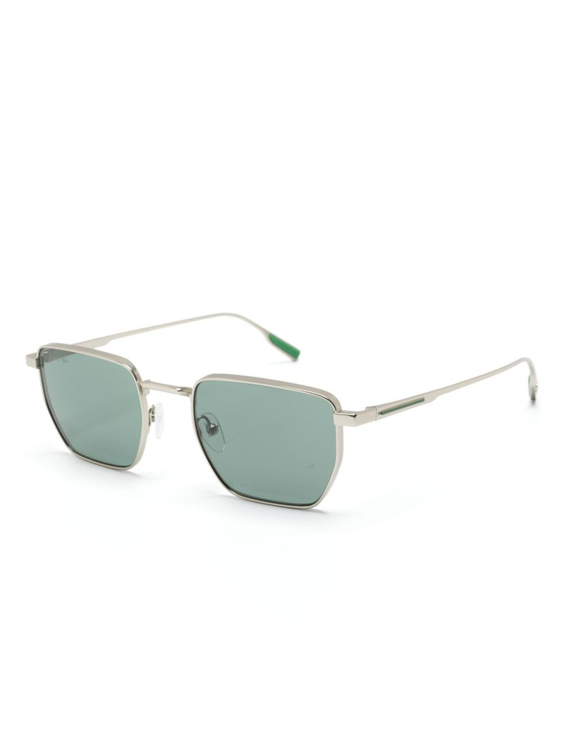 LACOSTE logo-engraved geometric-frame sunglasses outlook