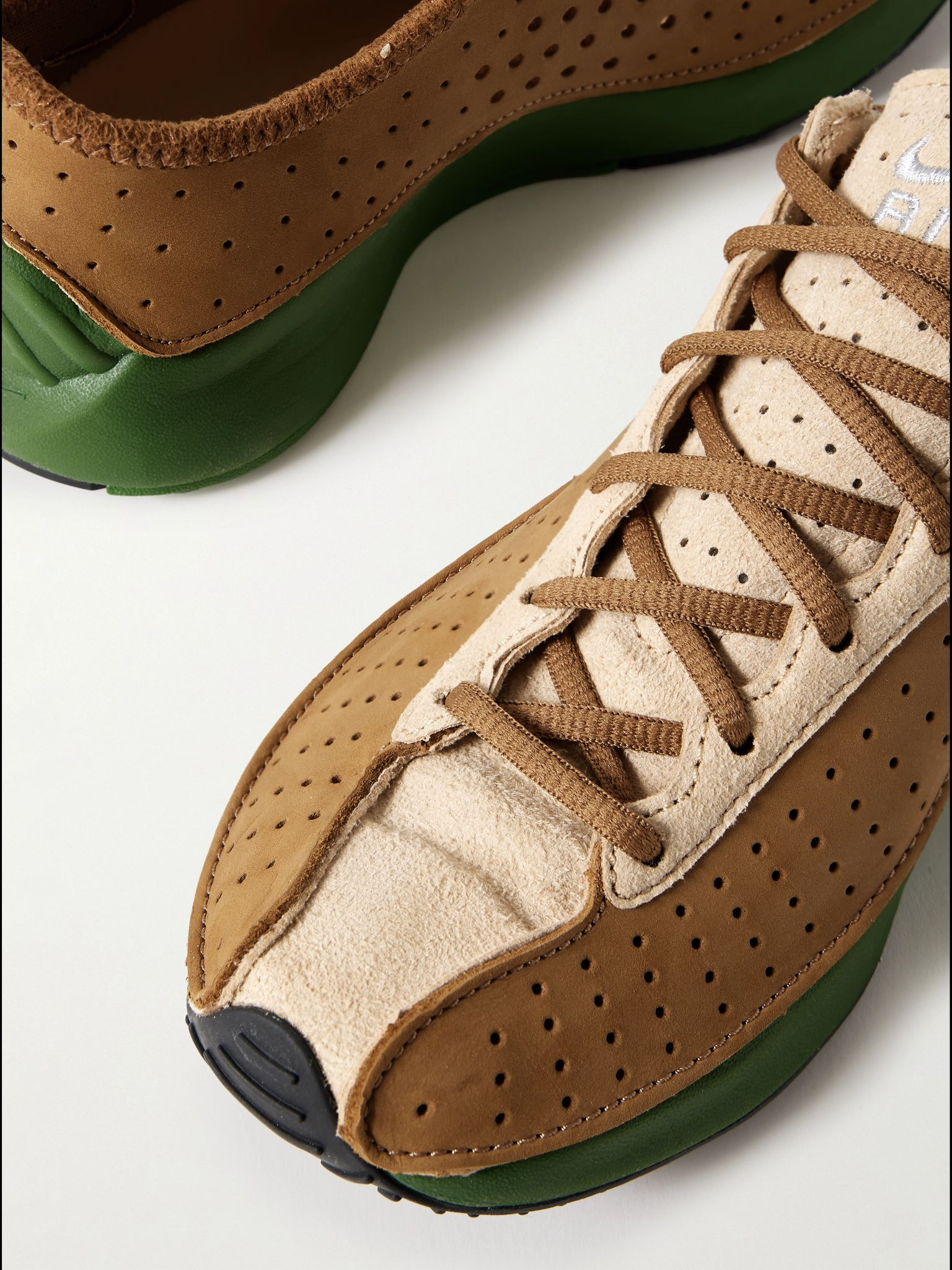 Air Superfly perforated nubuck and suede sneakers Brown - 4