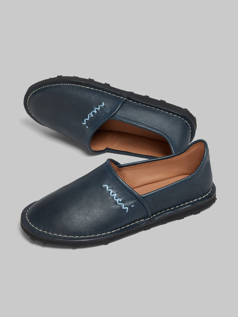BLUE LEATHER SLIP-ON LOAFER WITH MARNI SYMBOL 5
