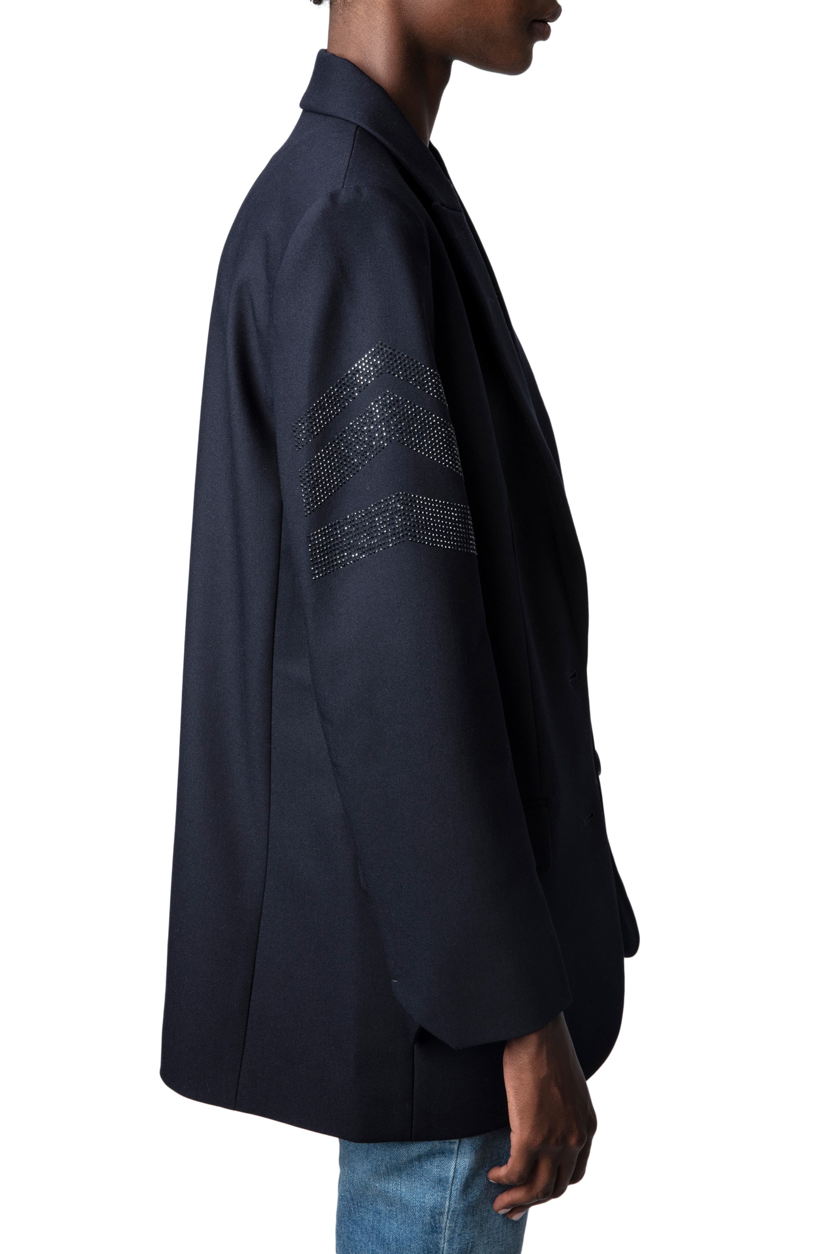 Zadig & Voltaire Viva Arrow Embellished Oversize Blazer in Encre at Nordstrom - 3