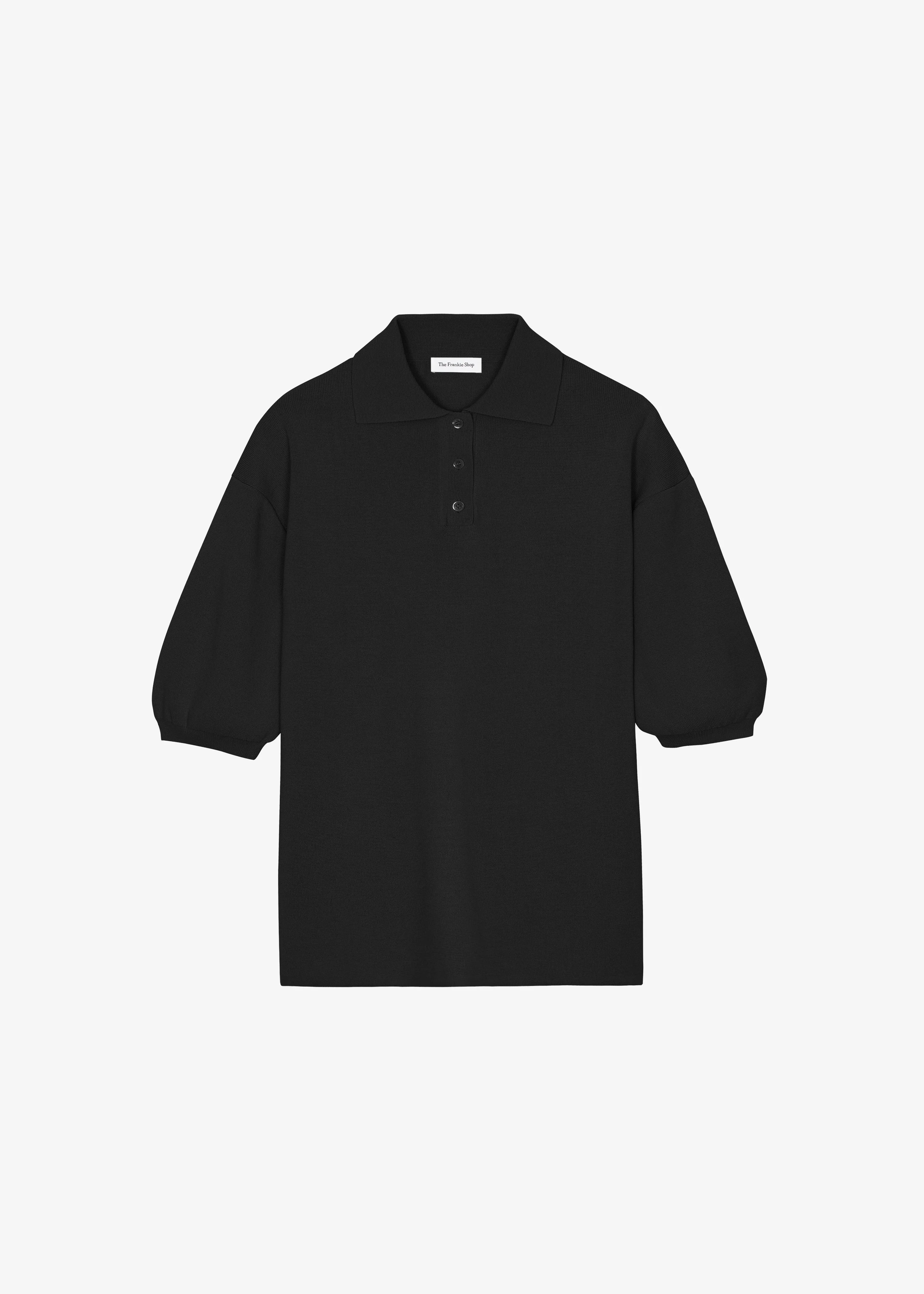 Nola Knit Polo Top - Black - 1