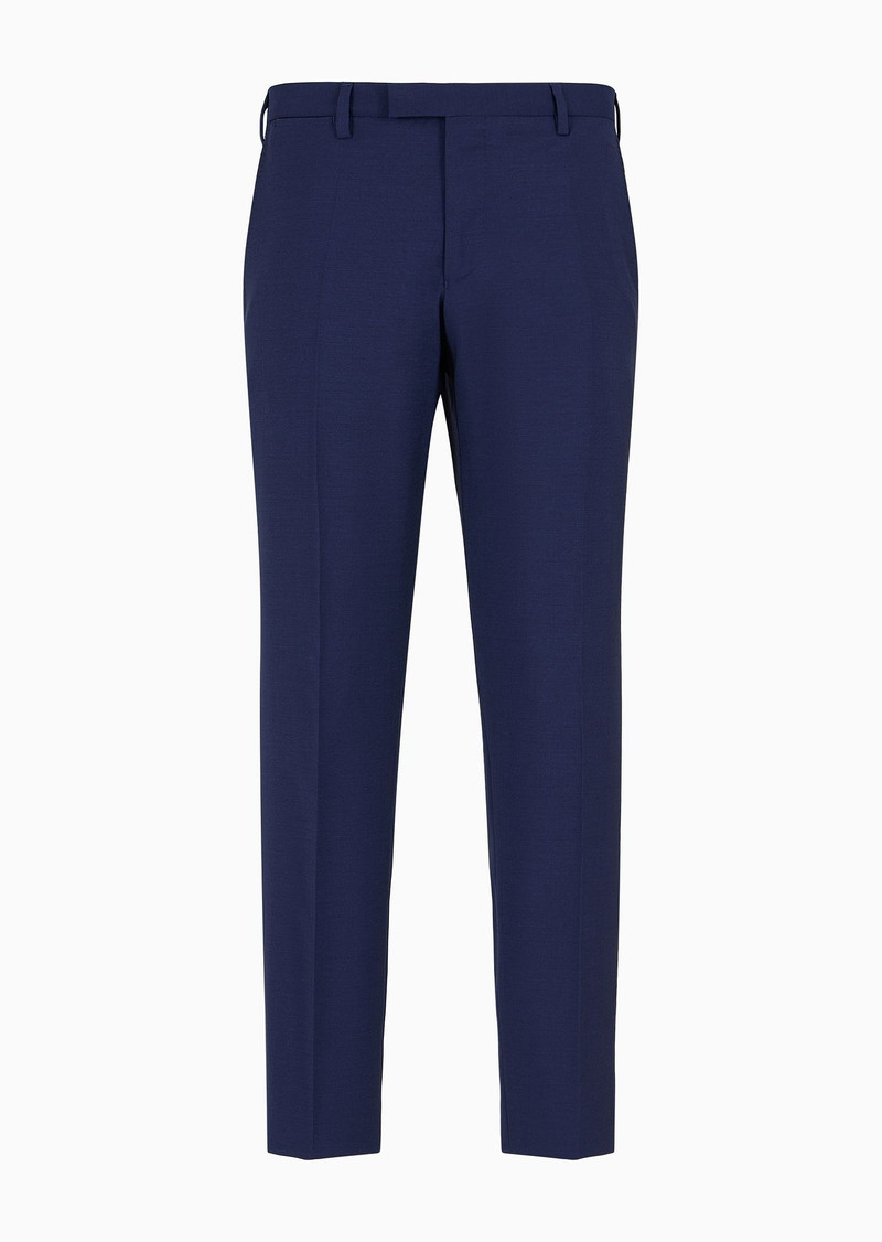Trousers in natural stretch tropical light wool 1