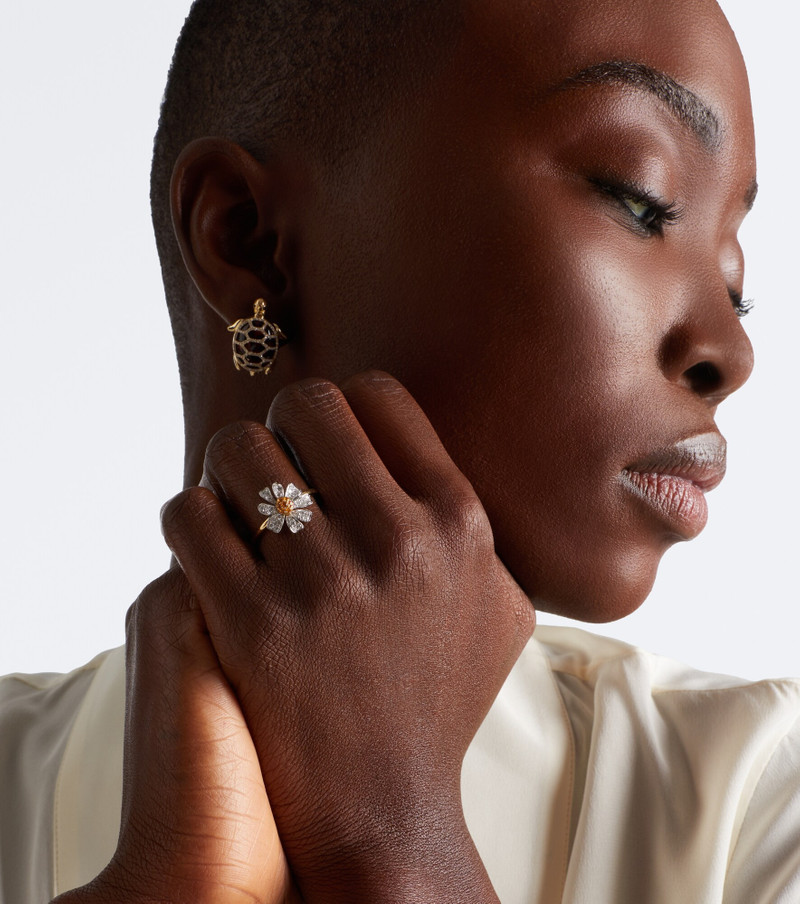 Marguerite 9kt gold ring with diamonds and citrines 3