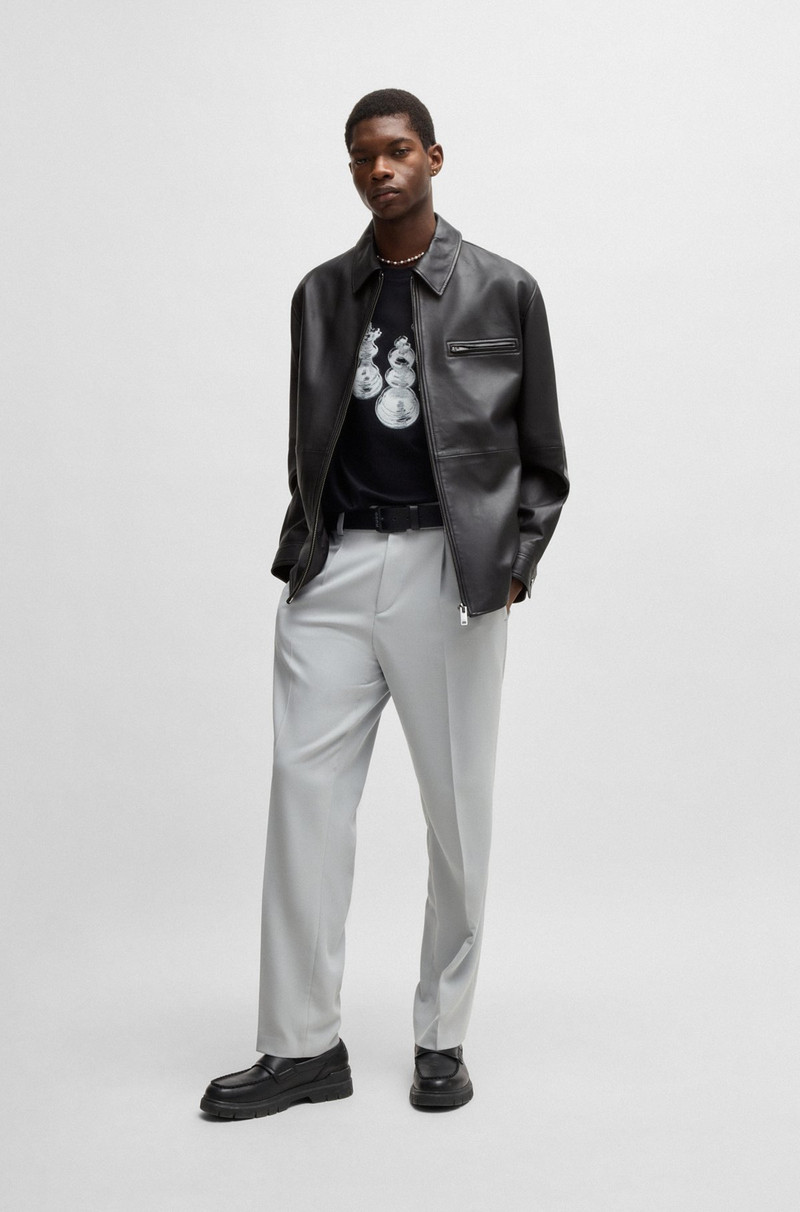 HUGO ZIP-UP LEATHER JACKET WITH CHEST POCKET outlook