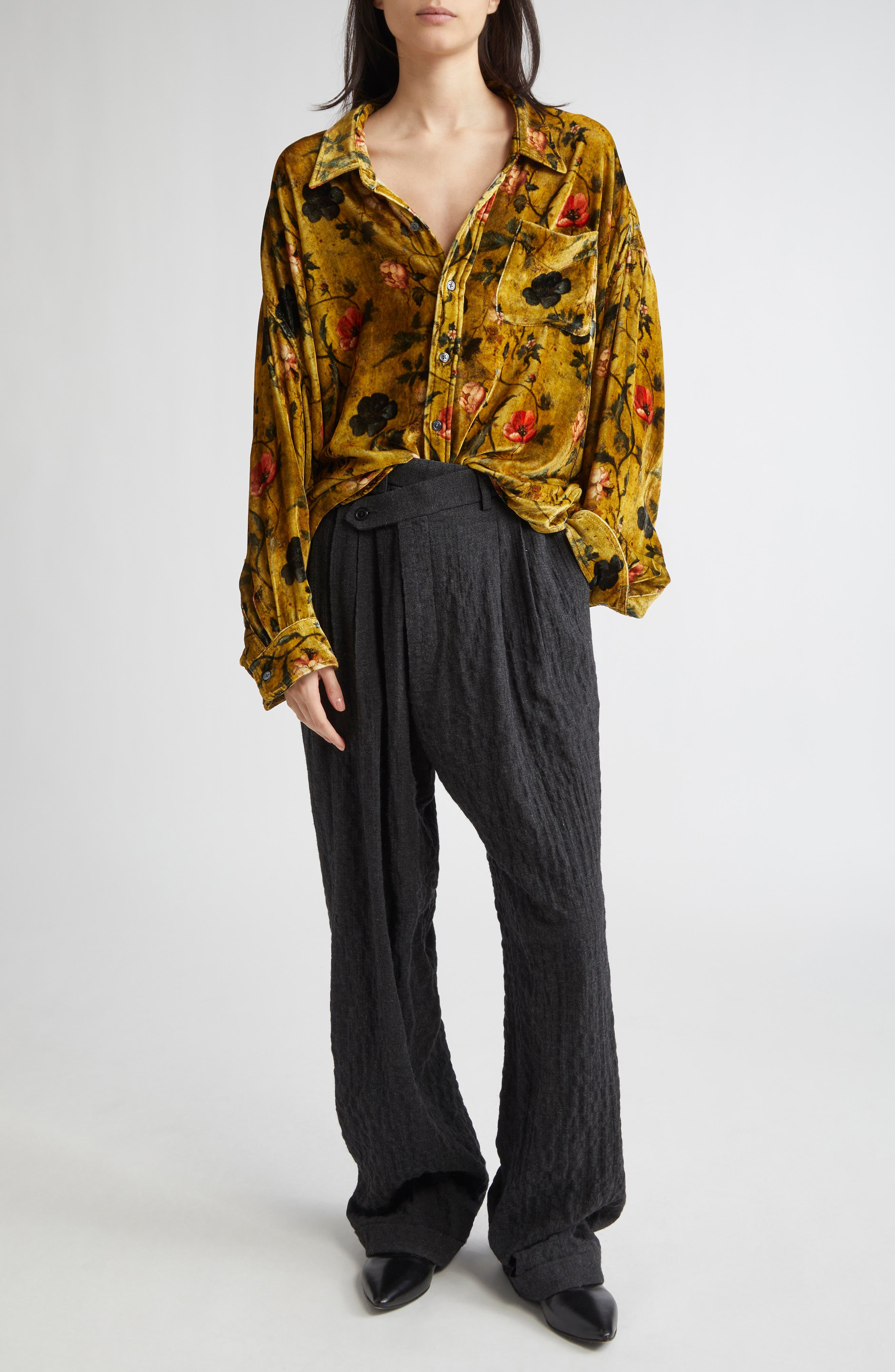 R13 Triple Pleat Crossover Trousers in Charcoal at Nordstrom - 2