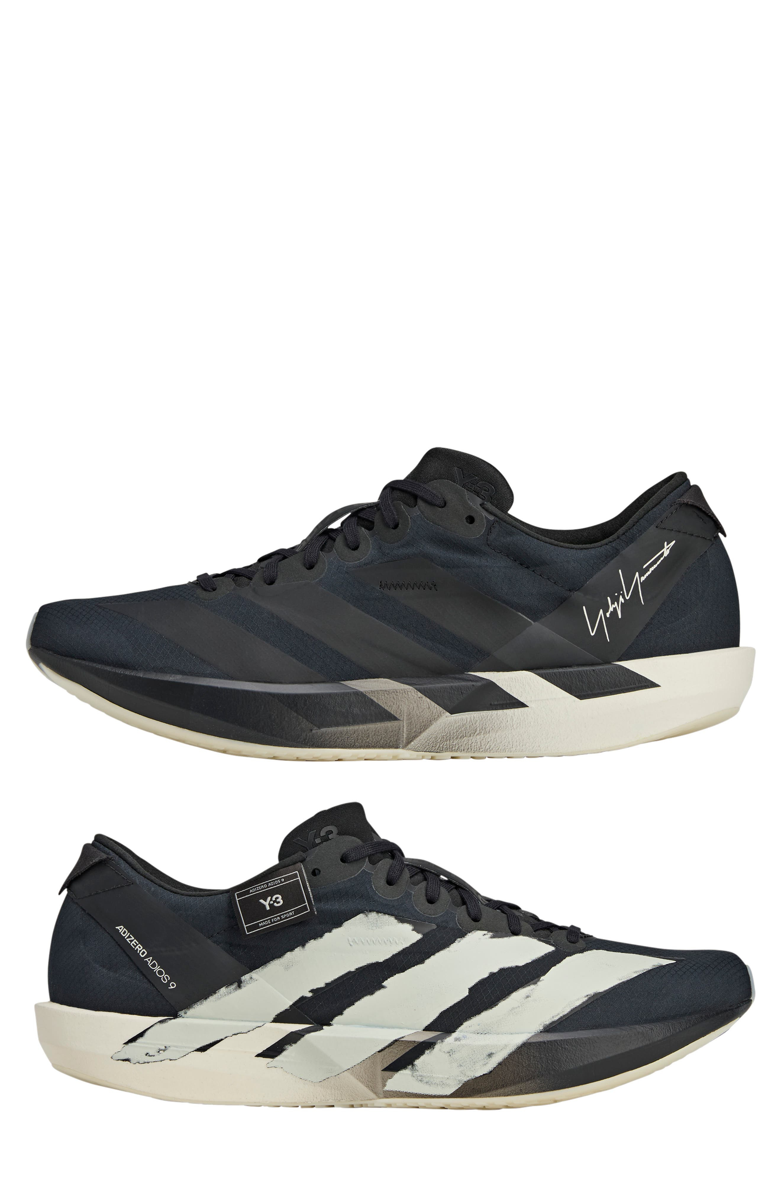 Y-3 Gender Inclusive Adios 9 Running Sneaker in Black/Black/Off White at Nordstrom - 8