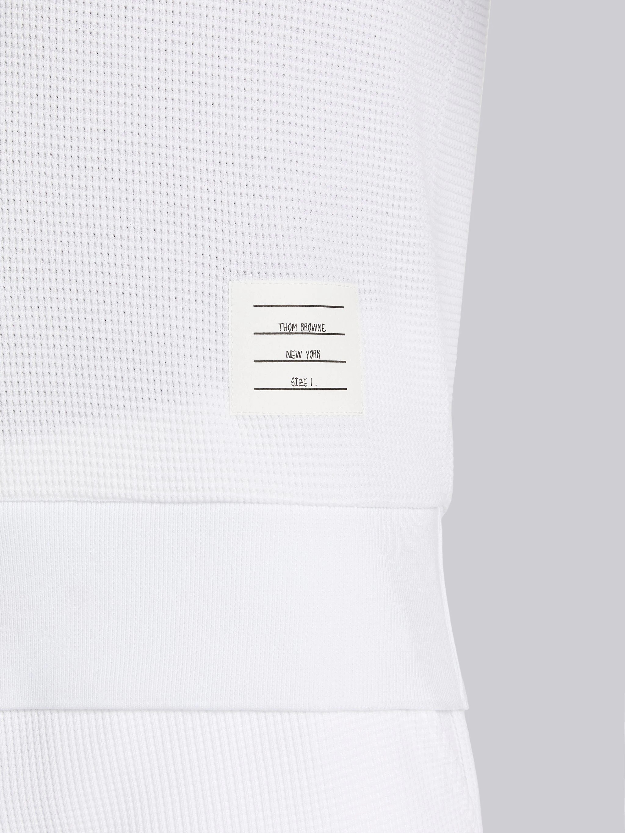 White Compact Waffle Rib Cuff 4-Bar Polo - 6