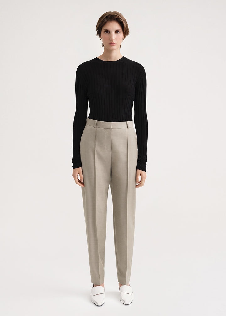 Sewn pleat wool trousers beige - 2
