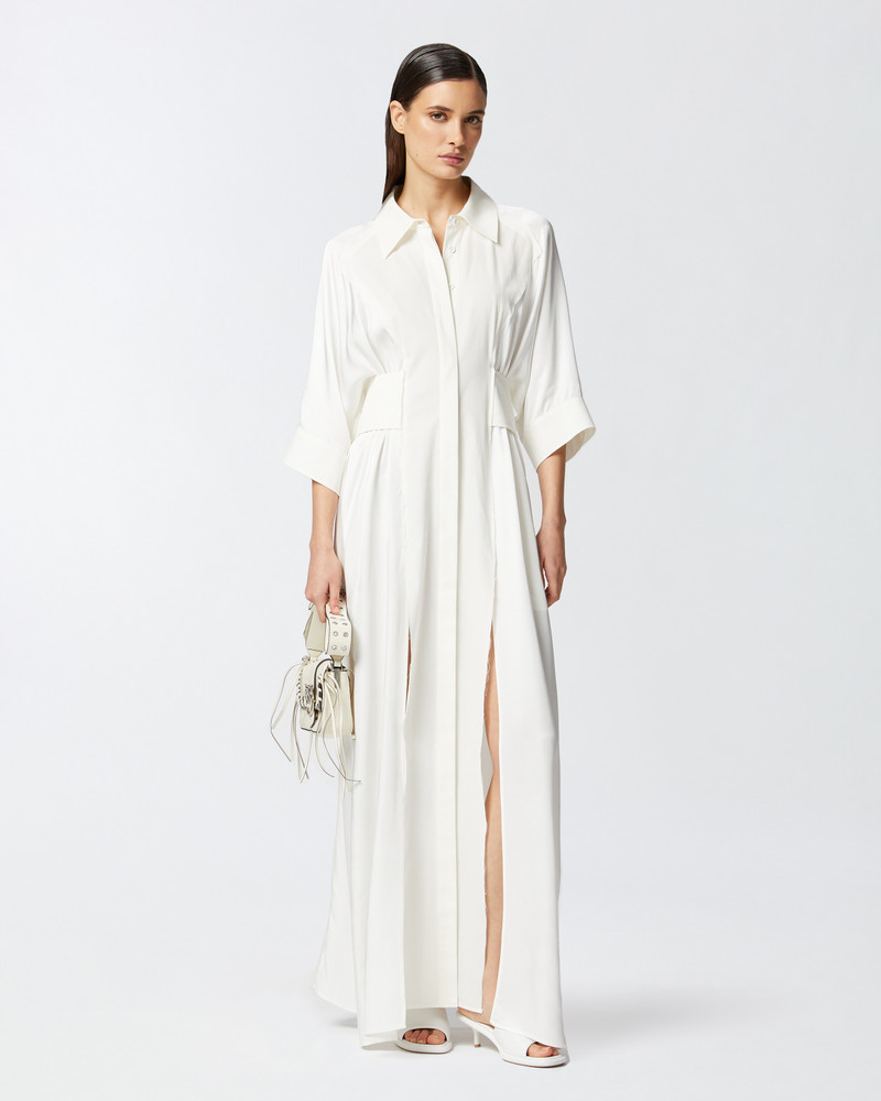 PINKO LONG HABOTAI AND COTTON SHIRT DRESS outlook