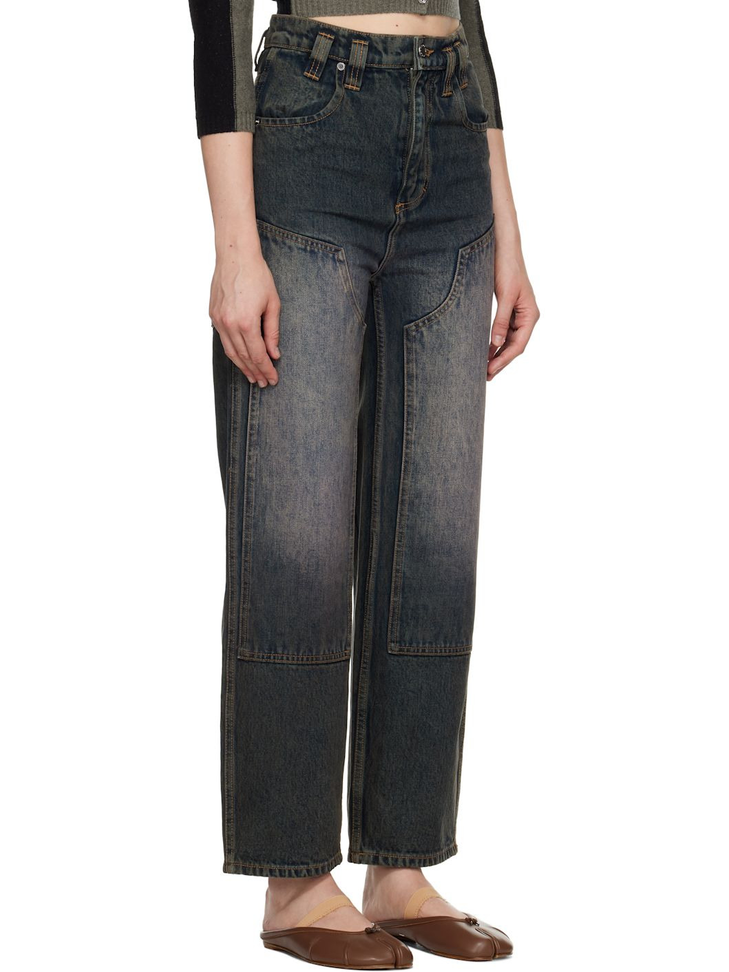 Blue Double Knee Baggy Jeans - 2