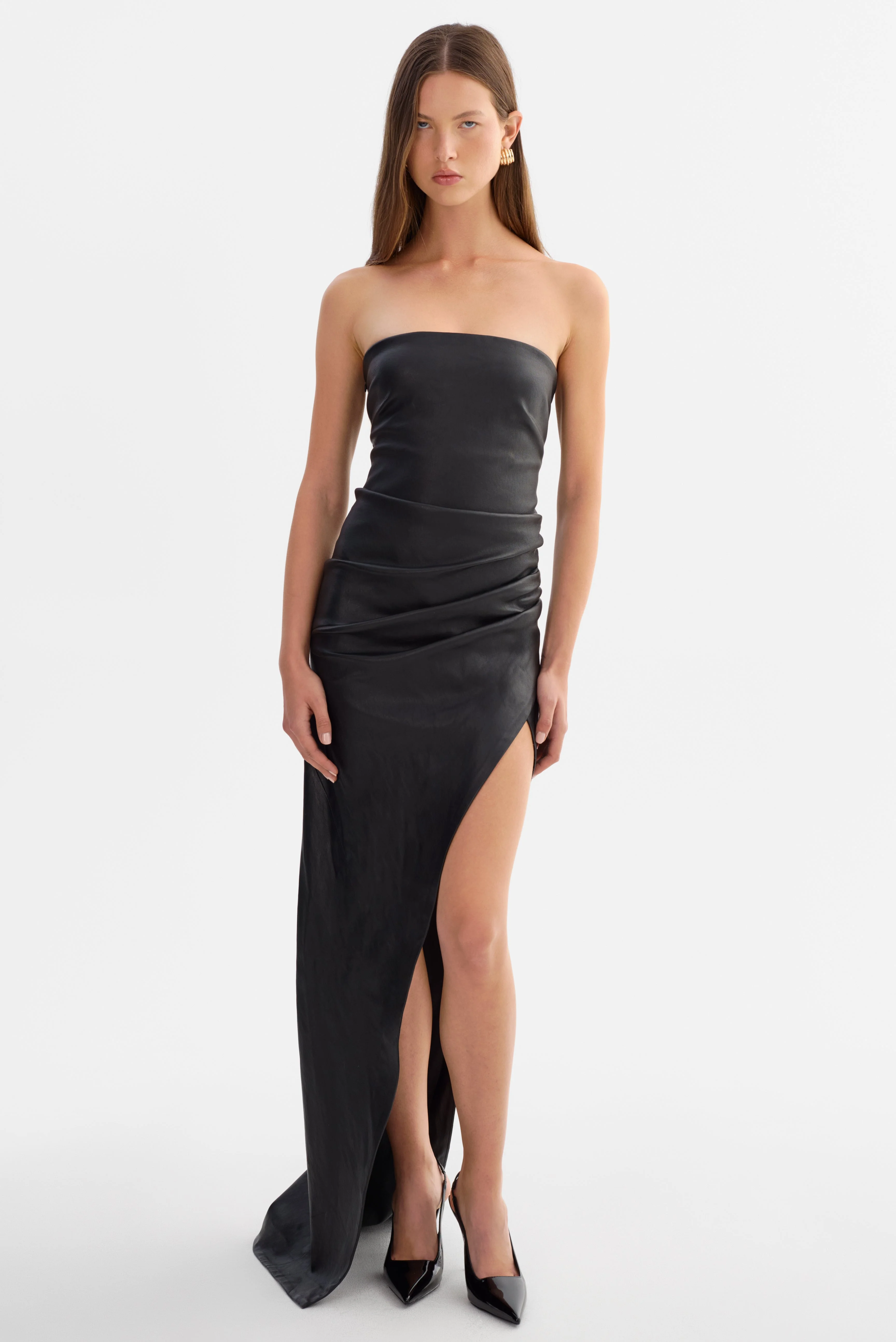 CHRISELLE | Strapless Leather Dress - 1