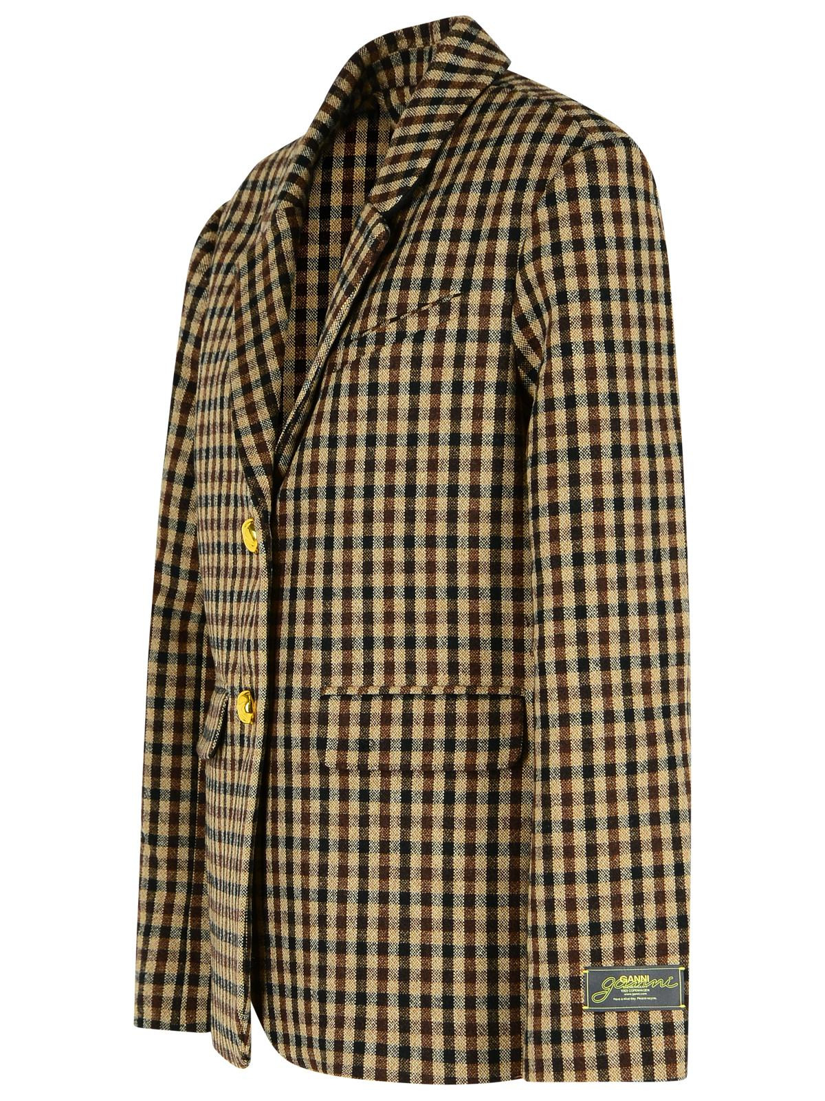 Ganni Brown Wool Blend Blazer Women - 2