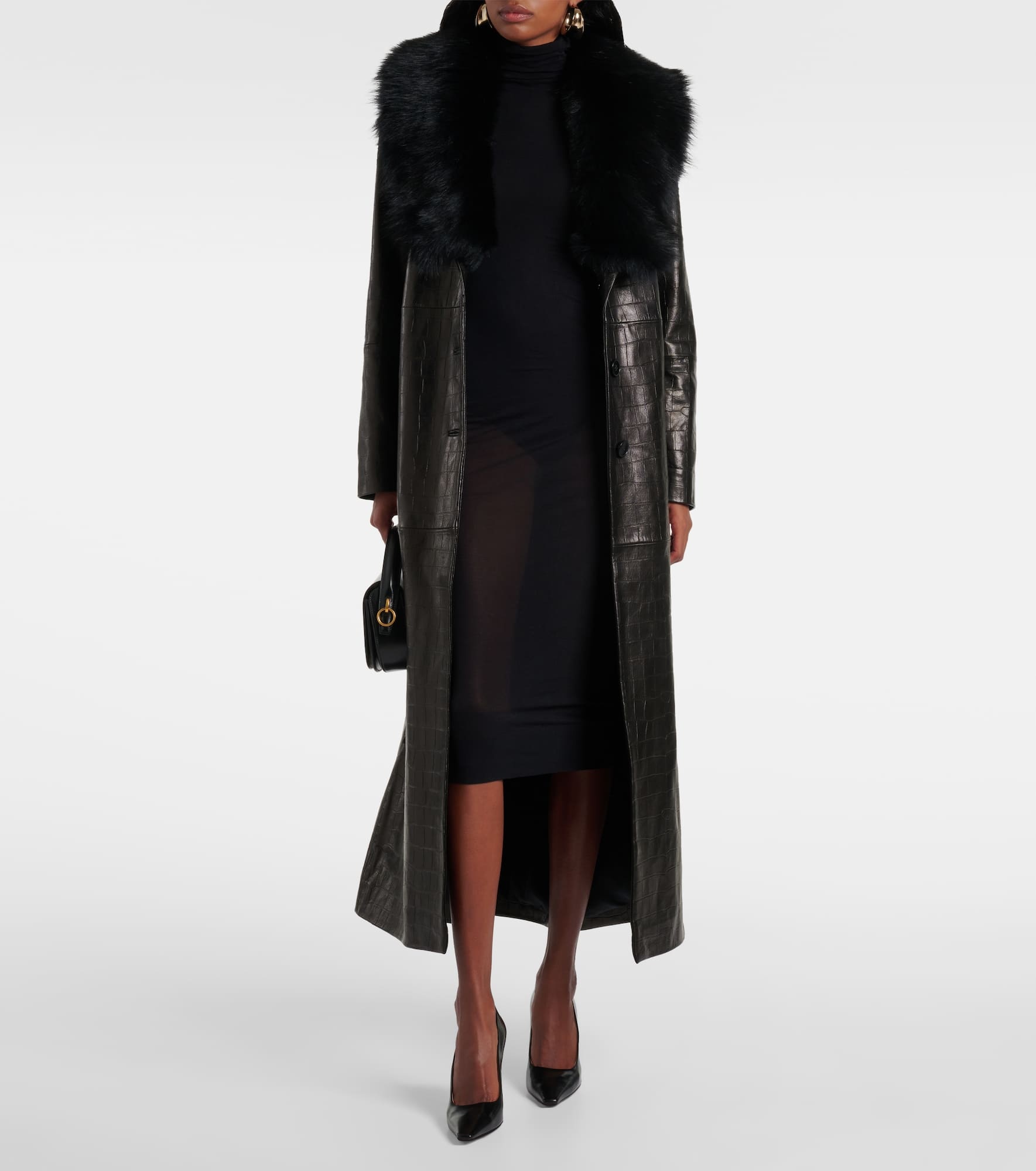 Dakota shearling-trimmed leather wrap coat - 2