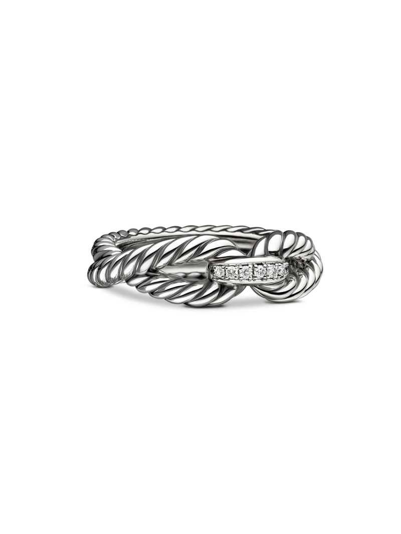 Women's Cable Loop Band Ring in Sterling Silver - Diamond 1