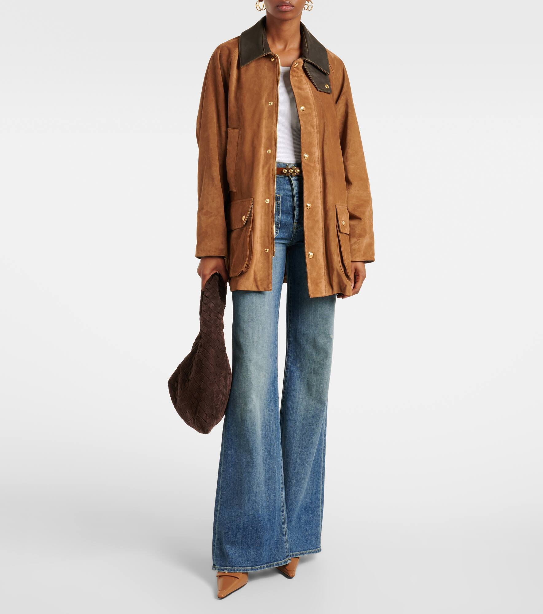 Kedem leather-trimmed suede parka - 2