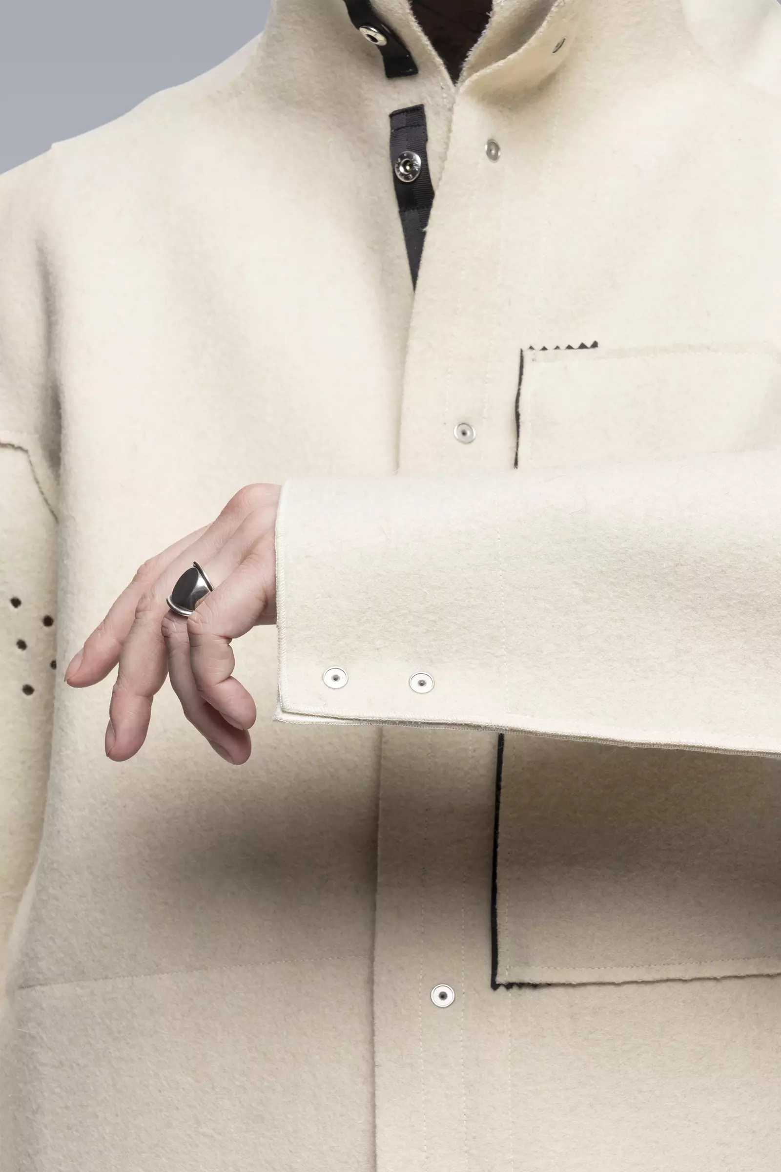 ACRONYM J70-BU Burel® Wool Jacket White | REVERSIBLE