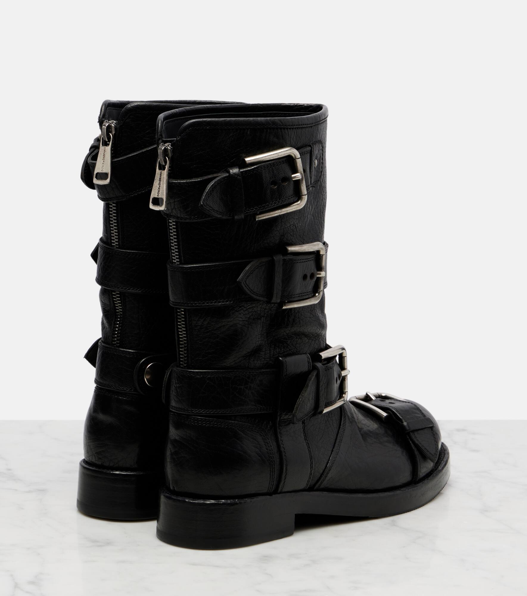 Leather biker boots - 2
