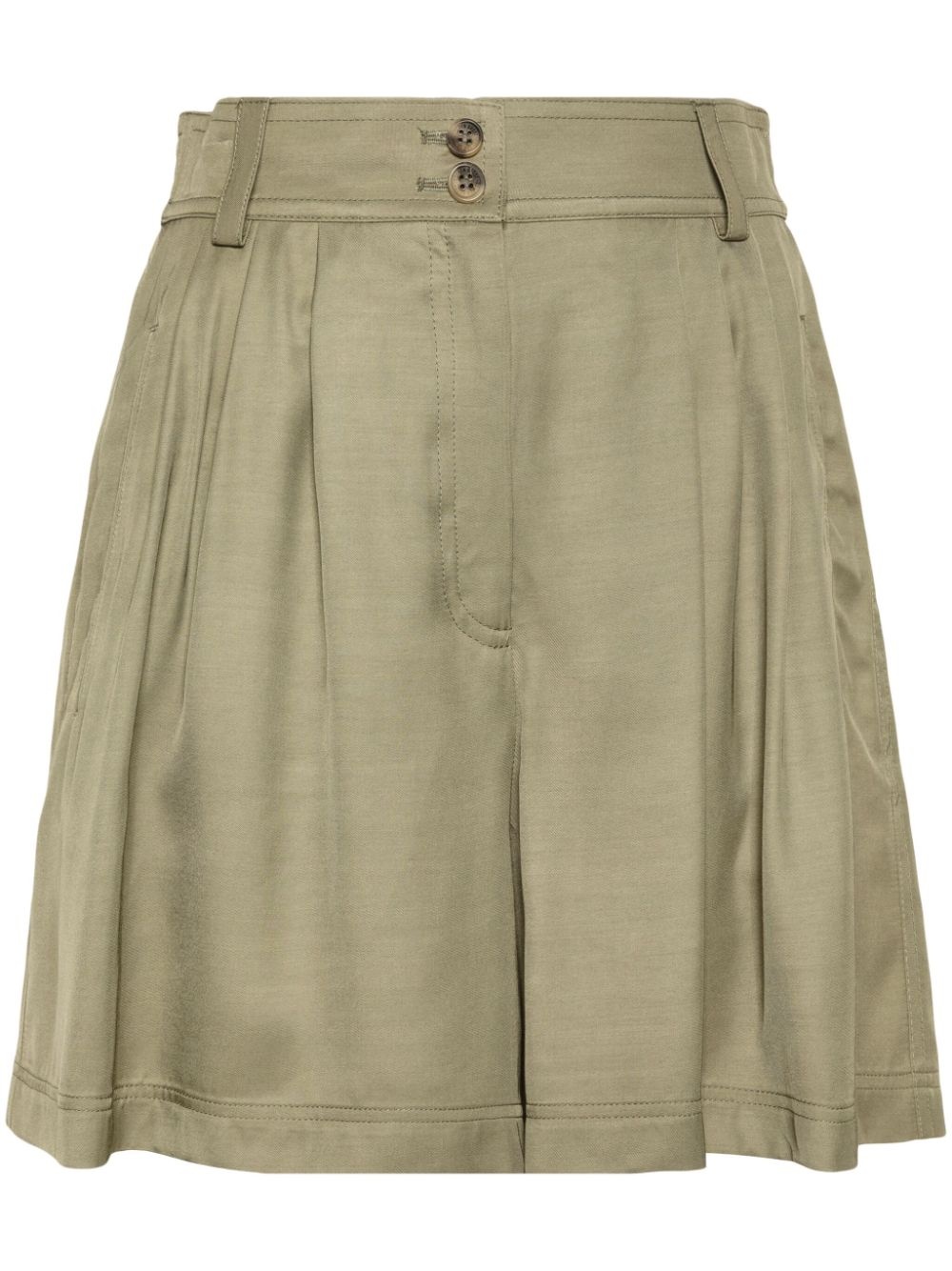 pleated twill shorts - 1