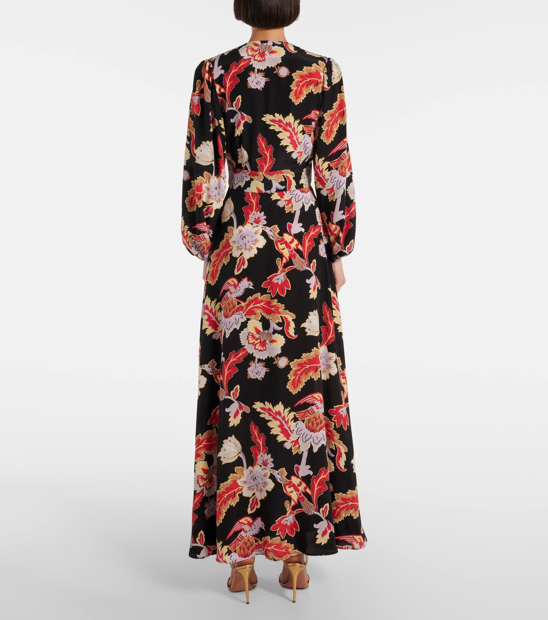 Printed shirred silk maxi dress - 3